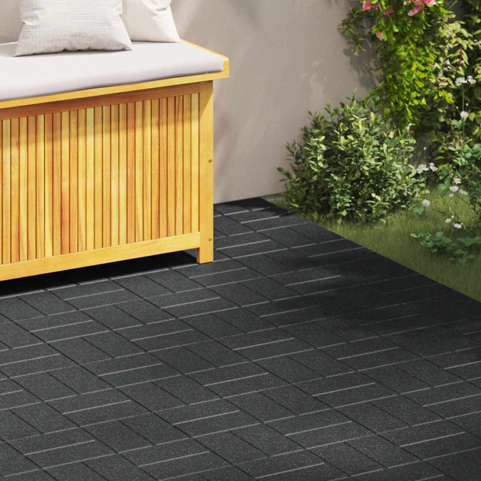 vidaXL Stapsteen 6 pcs Zwart 40,5 x 40,5 x 2 cm Rubber