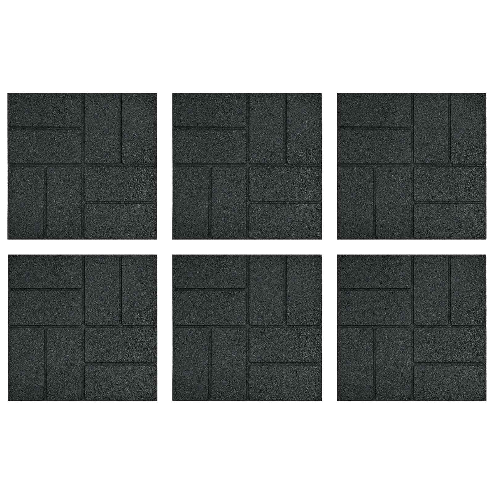 vidaXL Stapsteen 6 pcs Zwart 40,5 x 40,5 x 2 cm Rubber