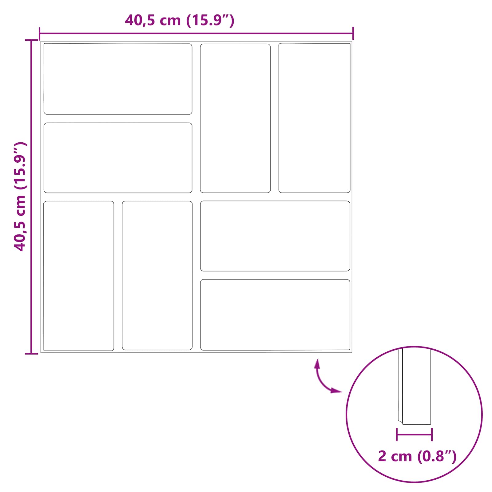 vidaXL Stapsteen 6 pcs Zwart 40,5 x 40,5 x 2 cm Rubber