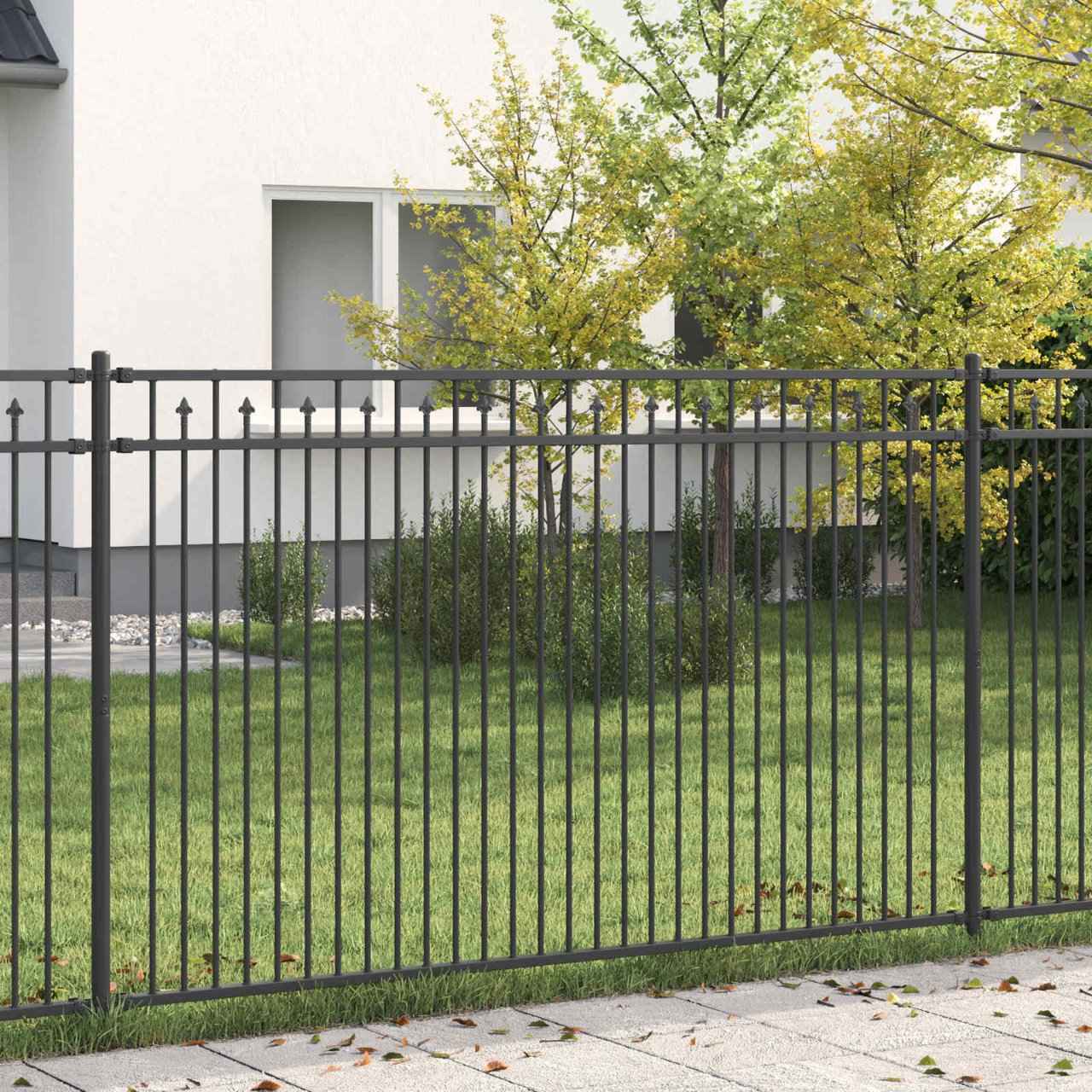 vidaXL Spike Hek Zwart 200 x 110 cm Gepoedercoat staal