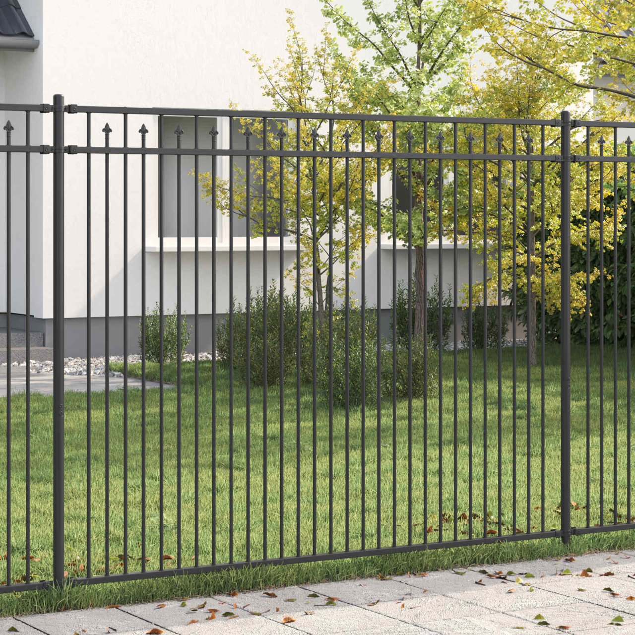 vidaXL Spike Hek Zwart 200 x 110 cm Gepoedercoat staal