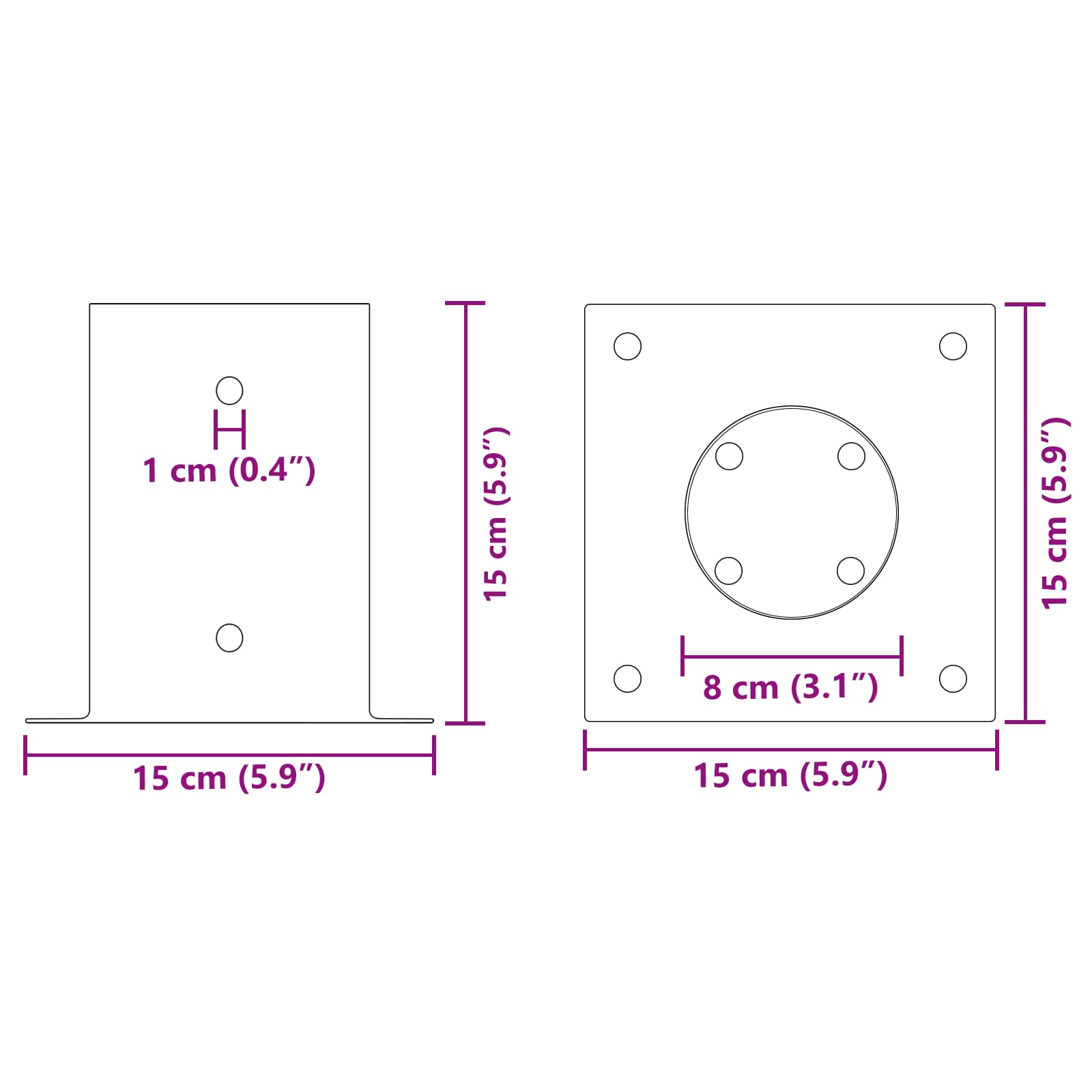 vidaXL Ronde grondanker 4 pcs Zilverkleurig 15 x 15 x 15 cm Metaal