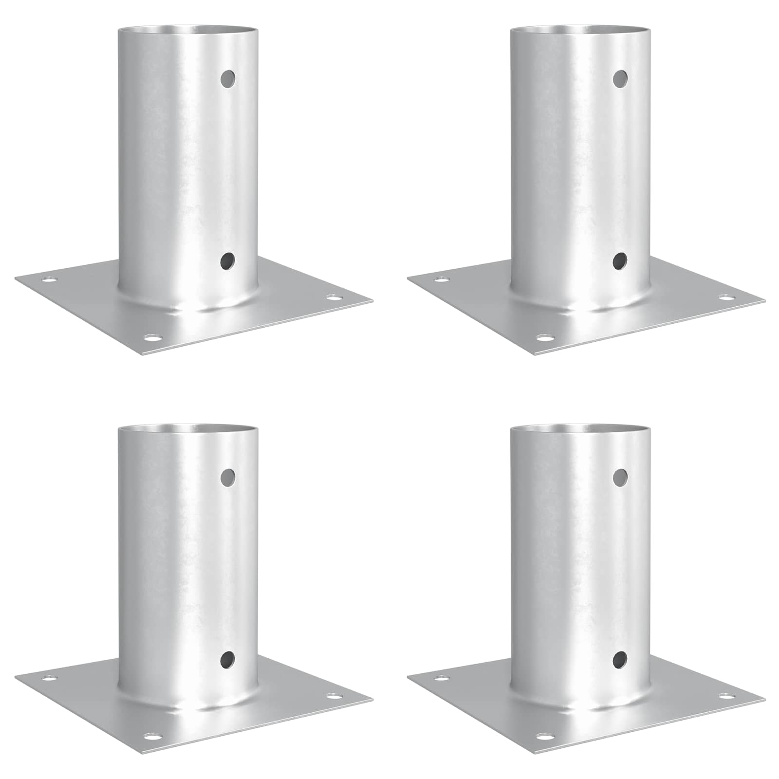 vidaXL Ronde grondanker 4 pcs Zilverkleurig 15 x 15 x 15 cm Metaal
