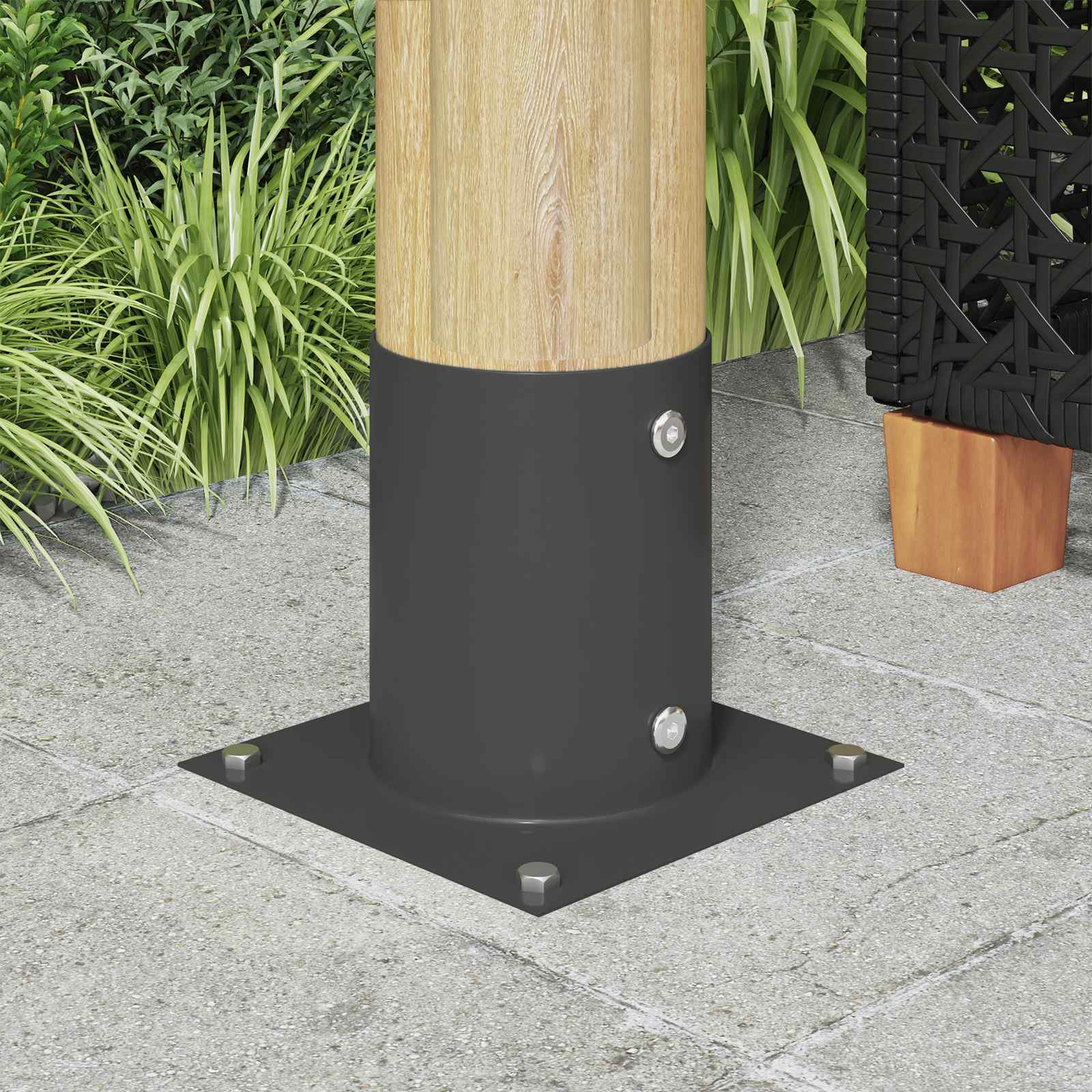 vidaXL Ronde grondanker 4 pcs Zilverkleurig 15 x 15 x 15 cm Metaal