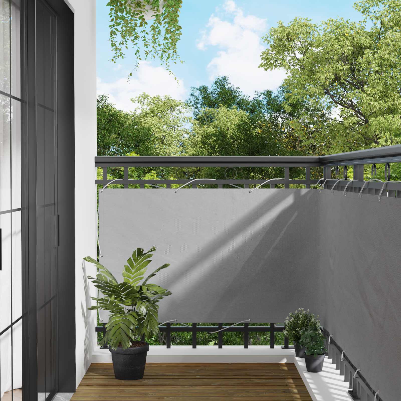 vidaXL Balkon Scherm Lichtgrijs 100 x 200 cm Oxford Stof