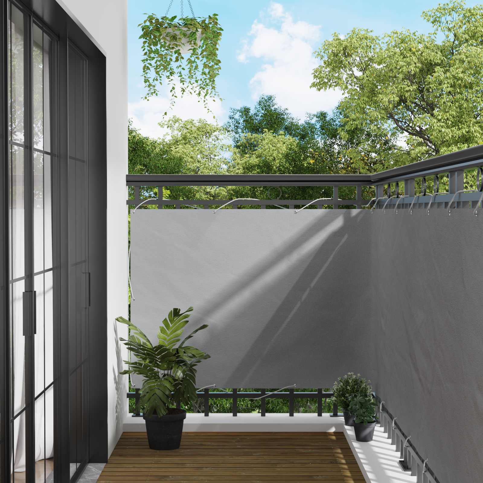 vidaXL Balkon Scherm Lichtgrijs 100 x 200 cm Oxford Stof