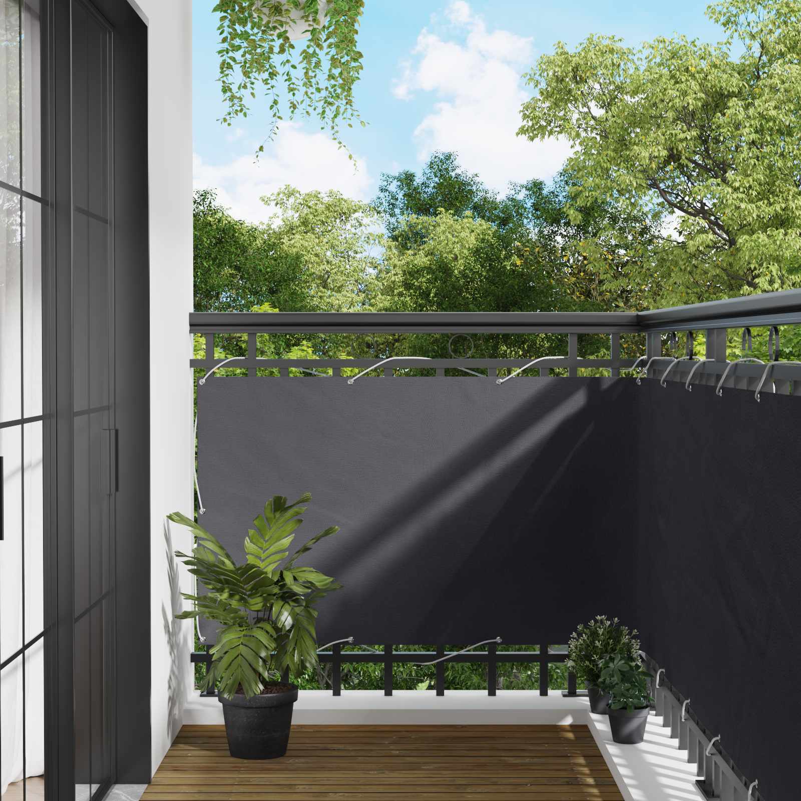 vidaXL Balkon Scherm Lichtgrijs 100 x 200 cm Oxford Stof