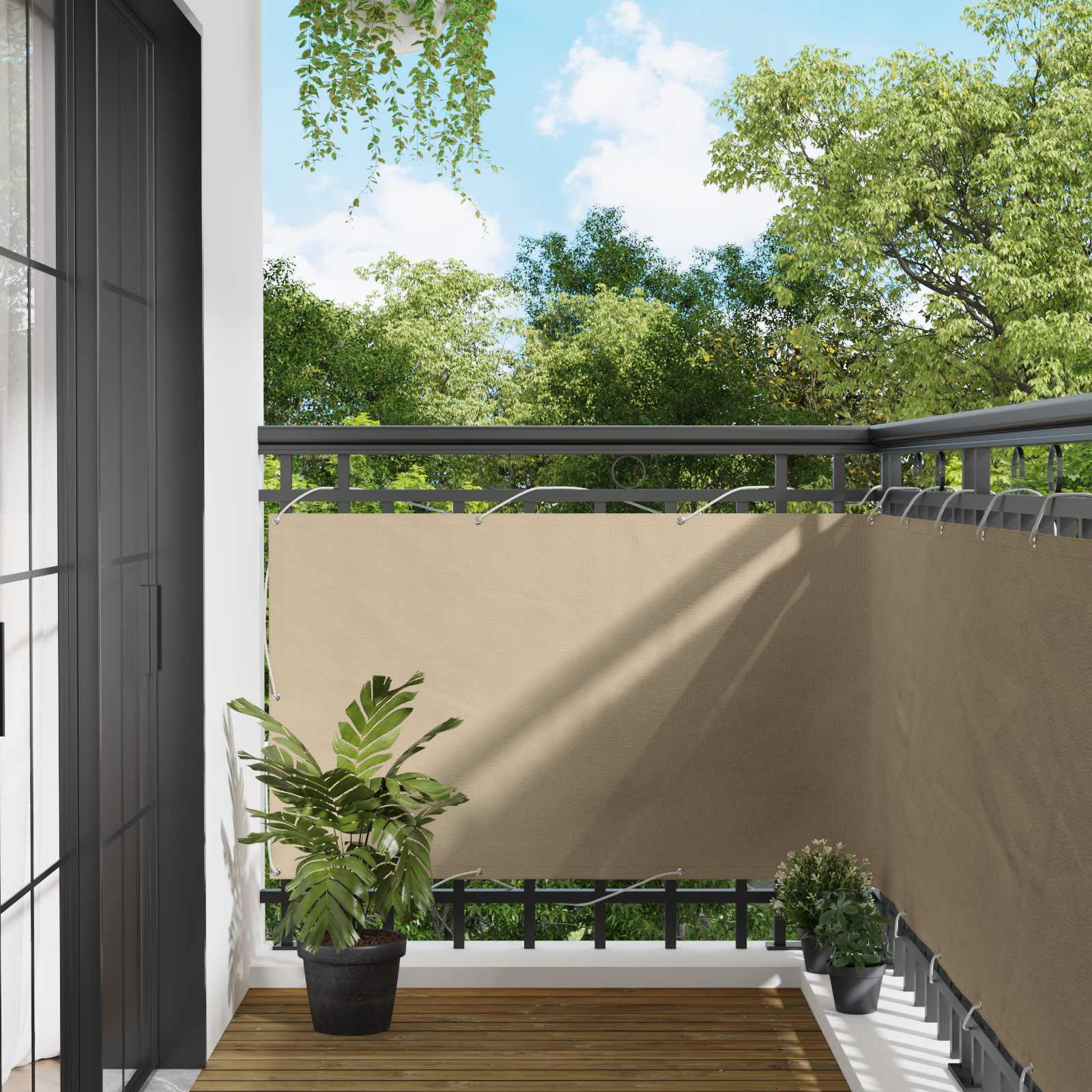 vidaXL Balkon Scherm Lichtgrijs 100 x 200 cm Oxford Stof