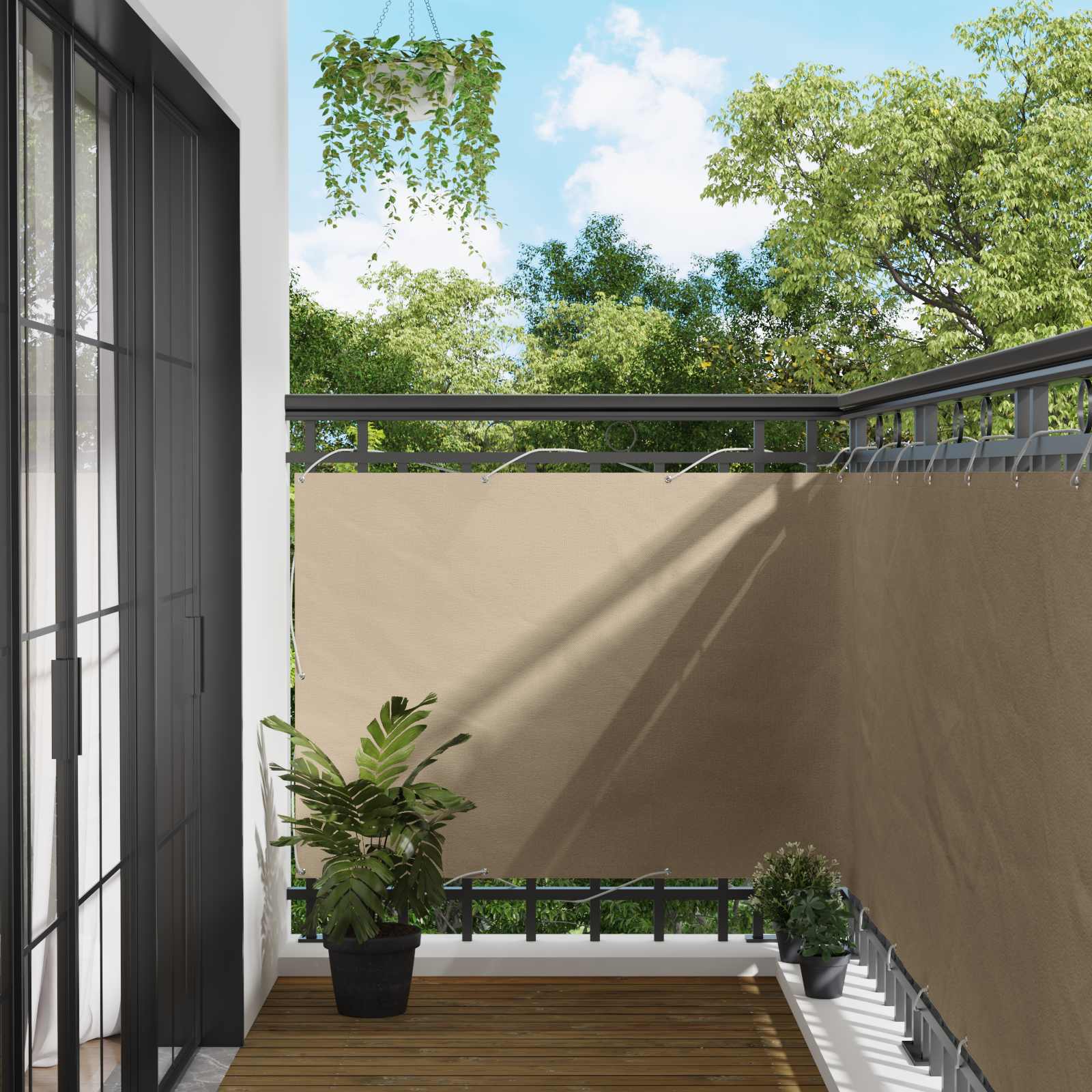 vidaXL Balkon Scherm Lichtgrijs 100 x 200 cm Oxford Stof