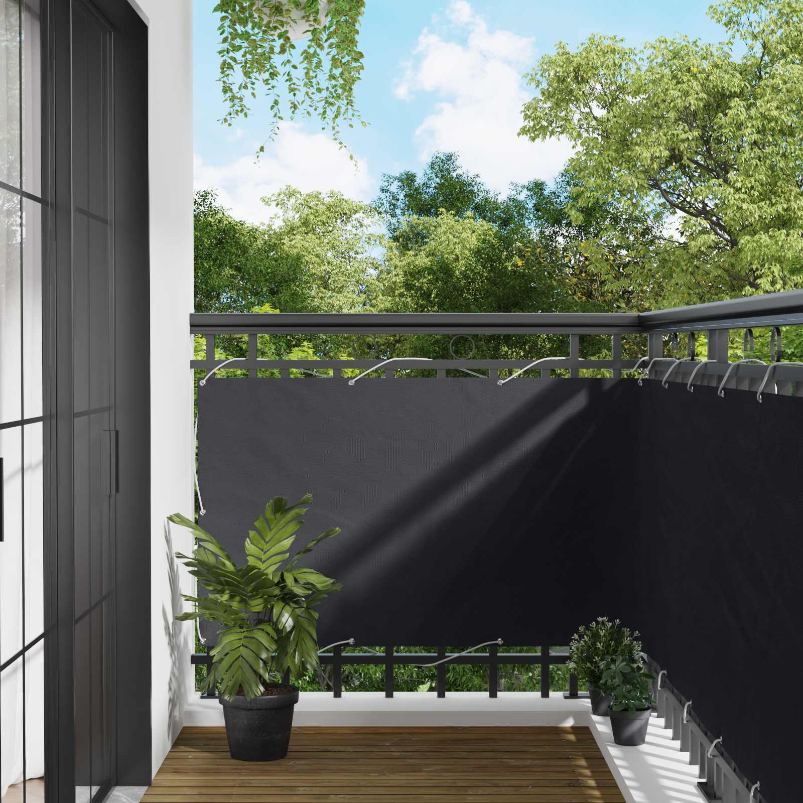 vidaXL Balkon Scherm Lichtgrijs 100 x 200 cm Oxford Stof
