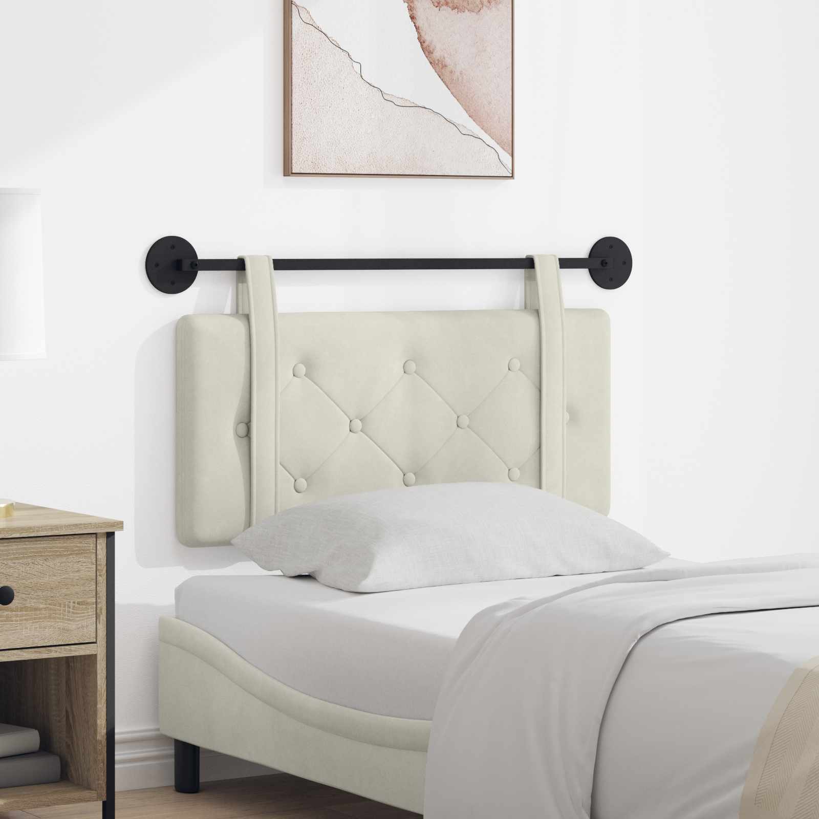 vidaXL Hangend Hoofdeinde Lichtgrijs 90 x 55 x 5 cm Fluweel