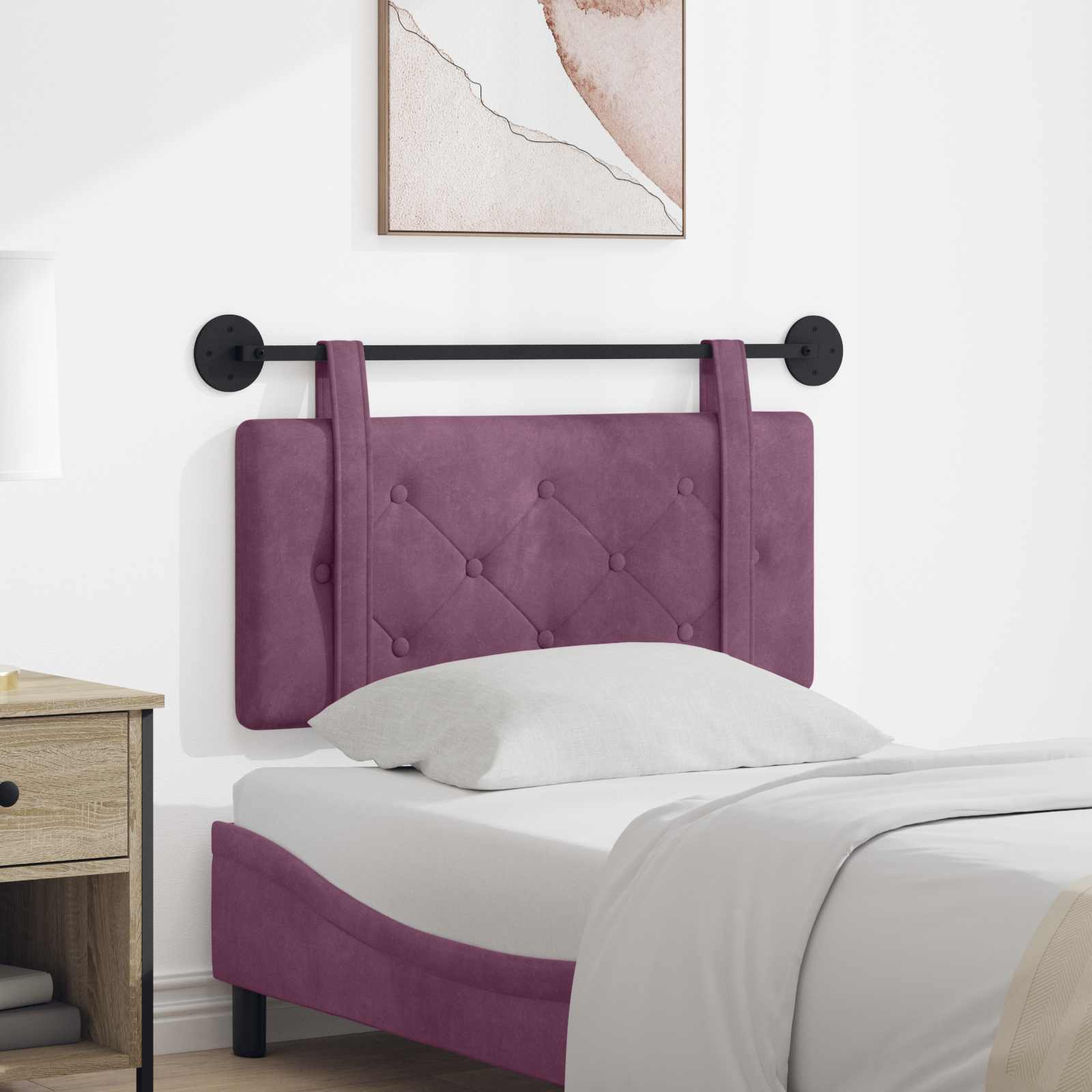 vidaXL Hangend Hoofdeinde Lichtgrijs 90 x 55 x 5 cm Fluweel
