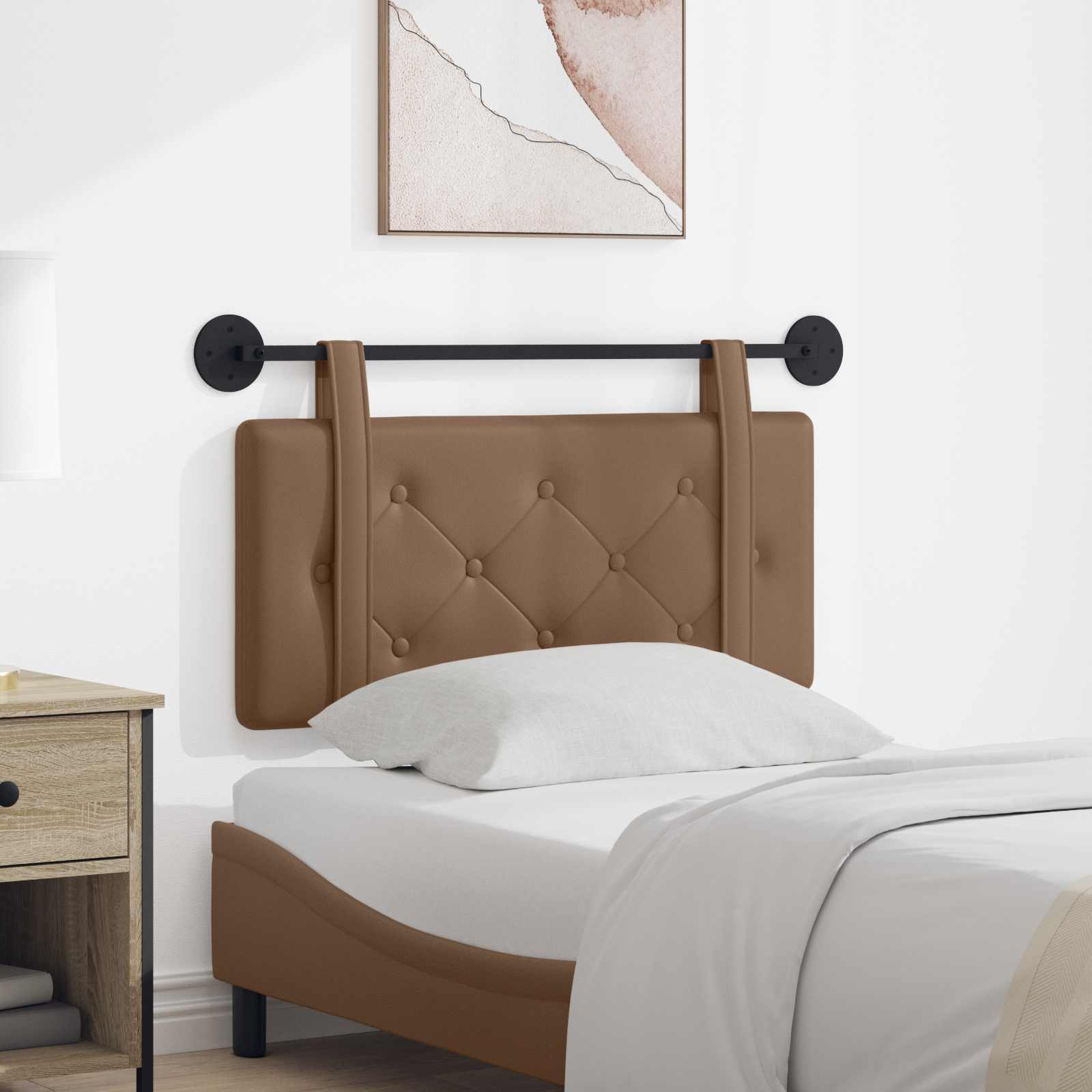 vidaXL Hangend Hoofdeinde Wandgemonteerd Crème 80 cm Nep Leer