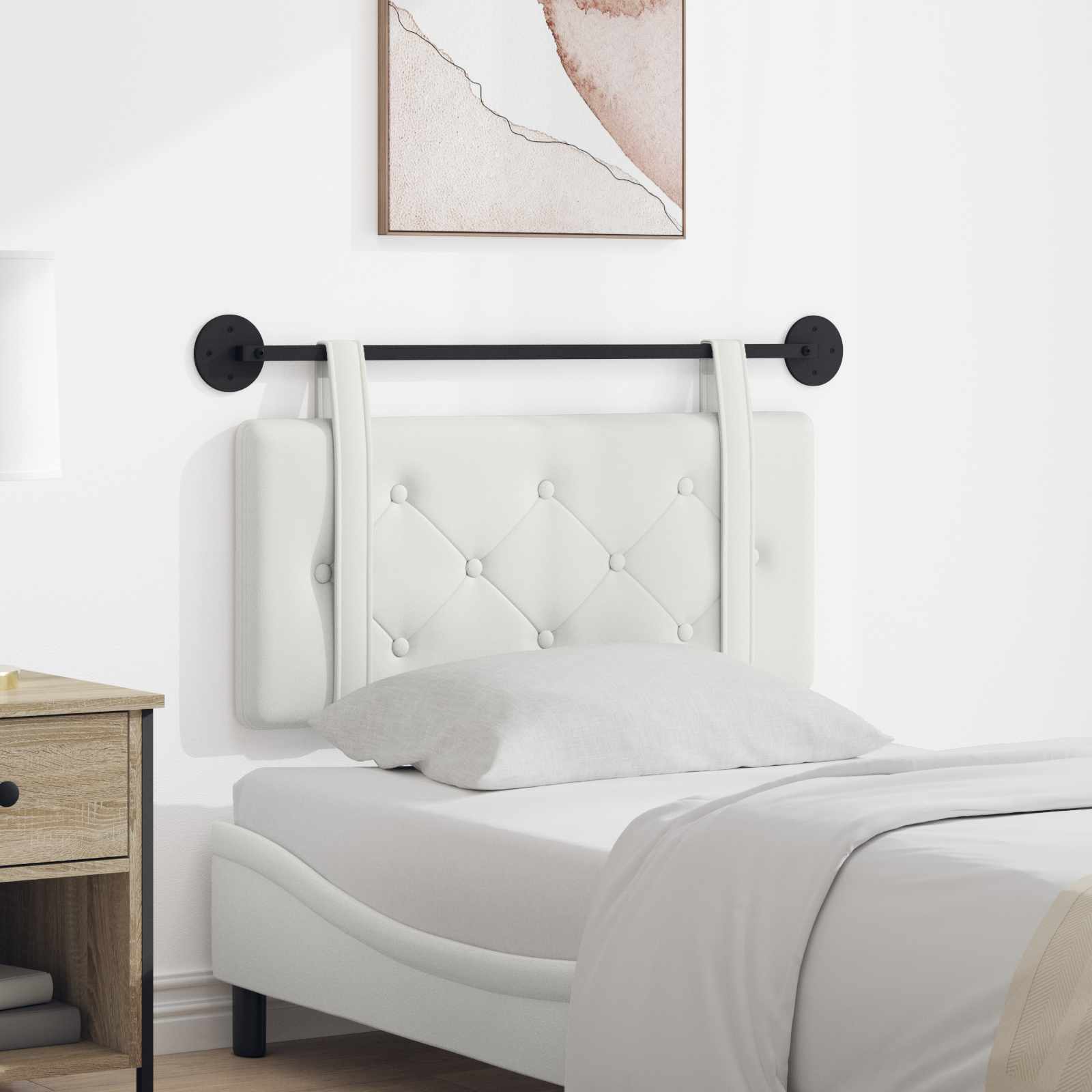 vidaXL Hangend Hoofdeinde Wandgemonteerd Crème 80 cm Nep Leer