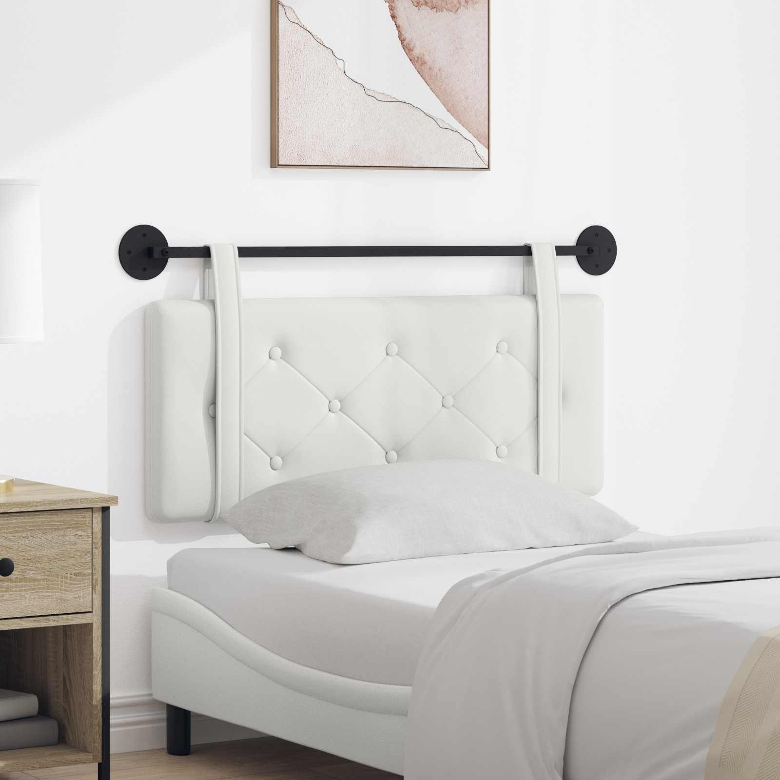 vidaXL Hangend Hoofdeinde Wandgemonteerd Crème 80 cm Nep Leer