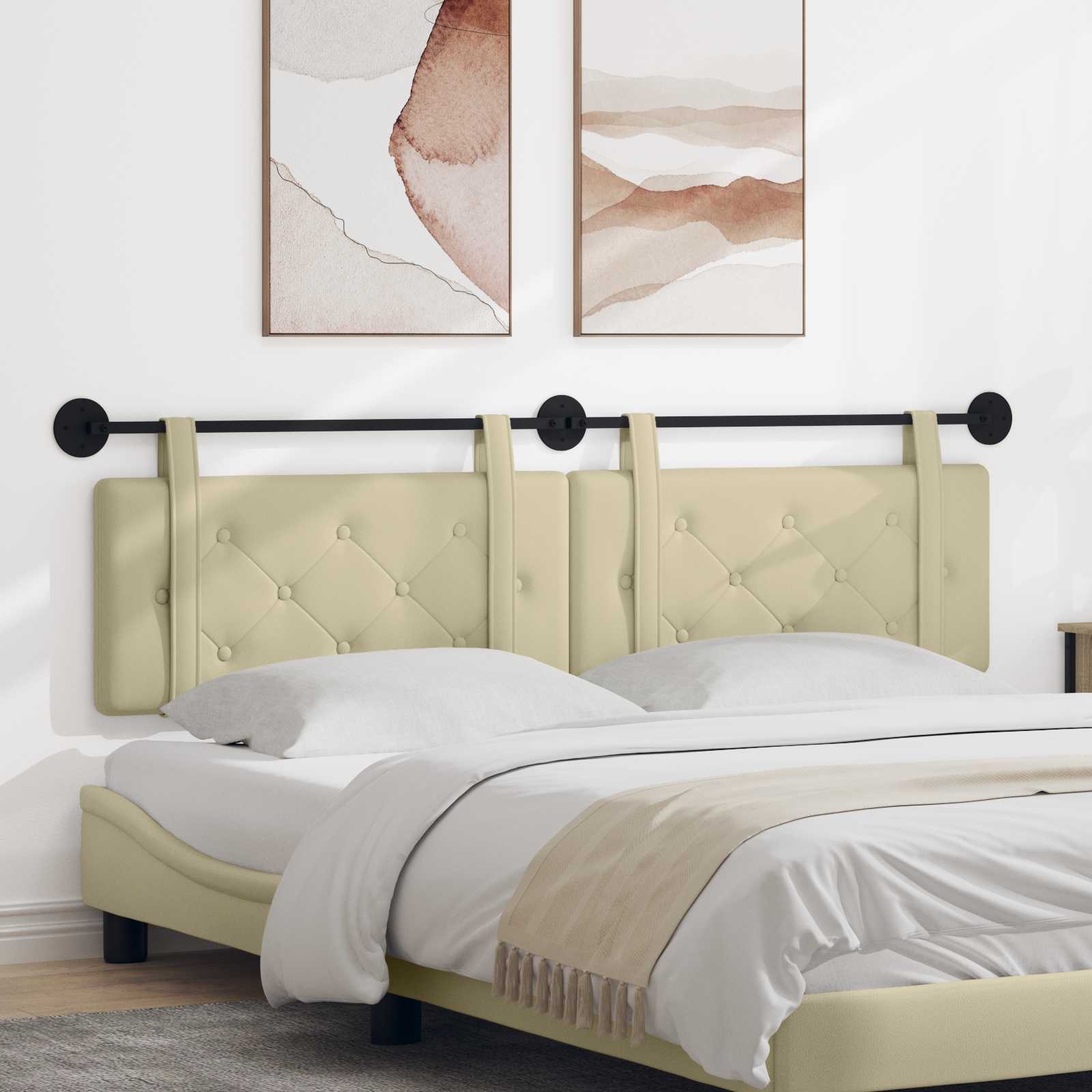 vidaXL Hangend Hoofdeinde Wandgemonteerd Crème 80 cm Nep Leer