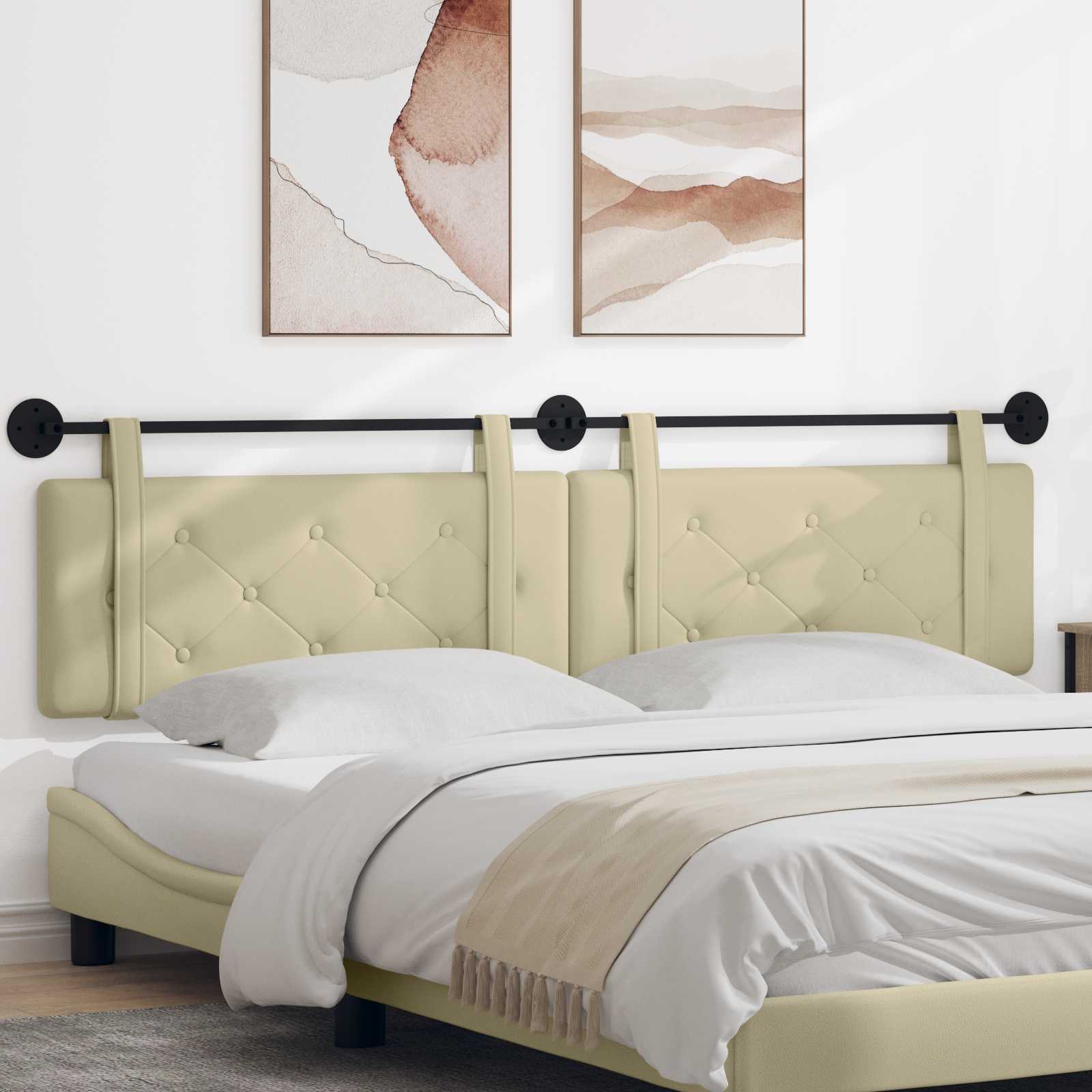 vidaXL Hangend Hoofdeinde Wandgemonteerd Crème 80 cm Nep Leer