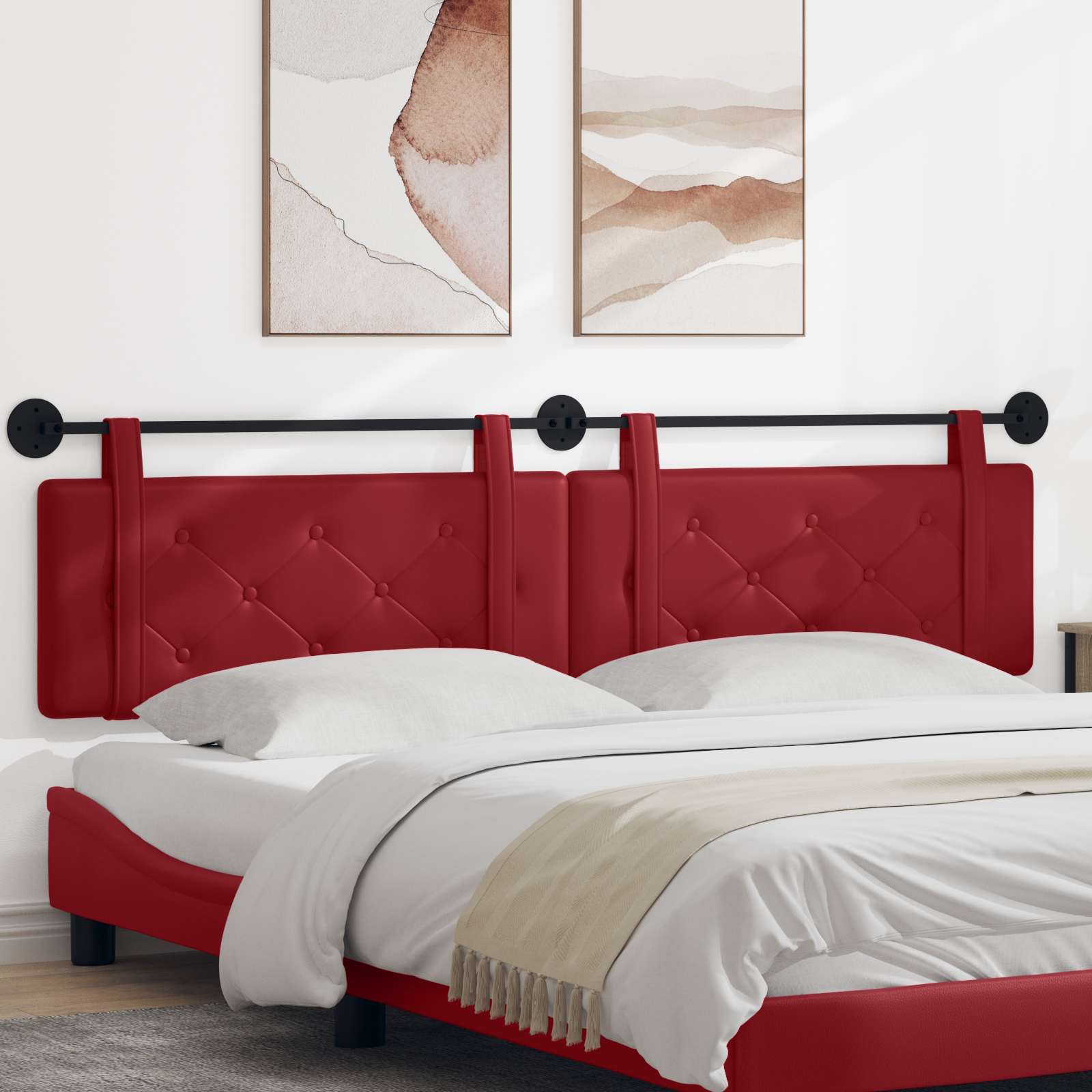 vidaXL Hangend Hoofdeinde Wandgemonteerd Crème 80 cm Nep Leer