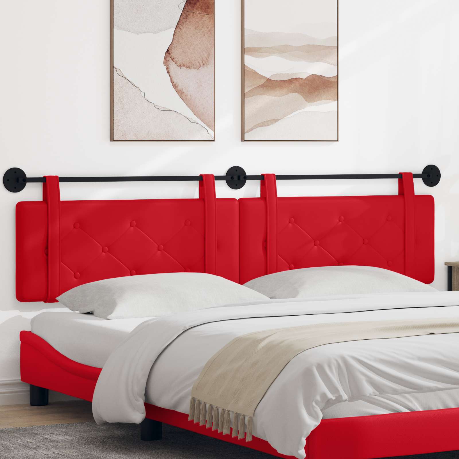 vidaXL Hangend Hoofdeinde Wandgemonteerd Crème 80 cm Nep Leer