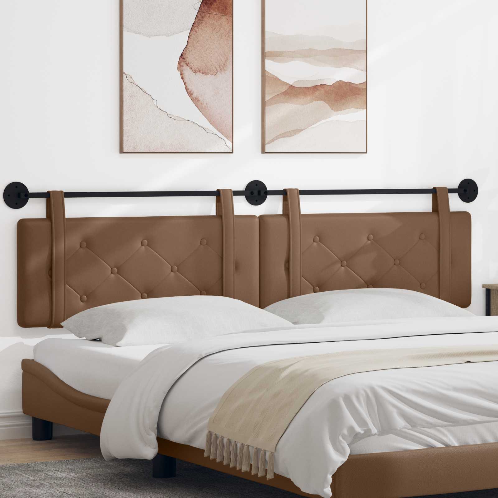vidaXL Hangend Hoofdeinde Wandgemonteerd Crème 80 cm Nep Leer