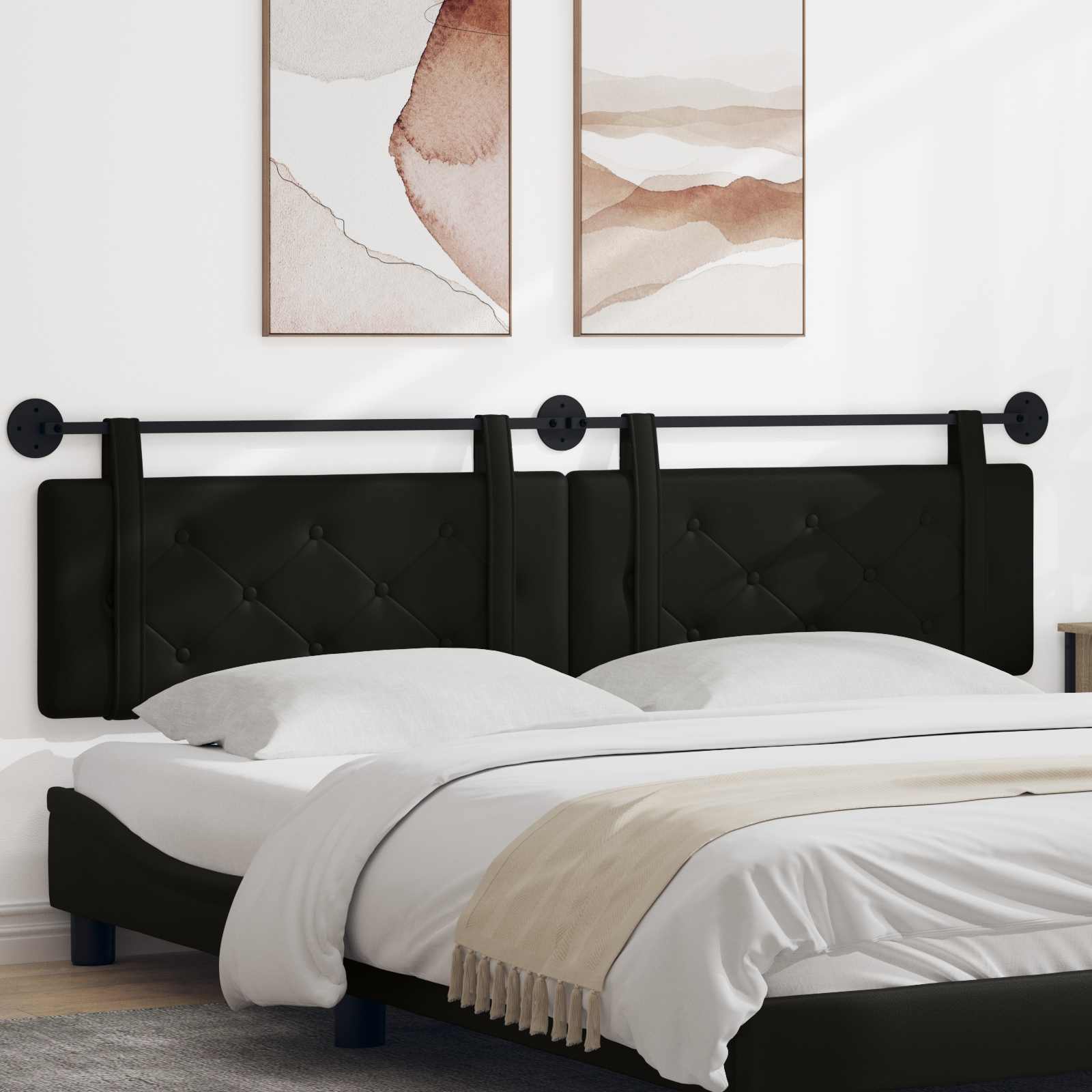 vidaXL Hangend Hoofdeinde Wandgemonteerd Crème 80 cm Nep Leer