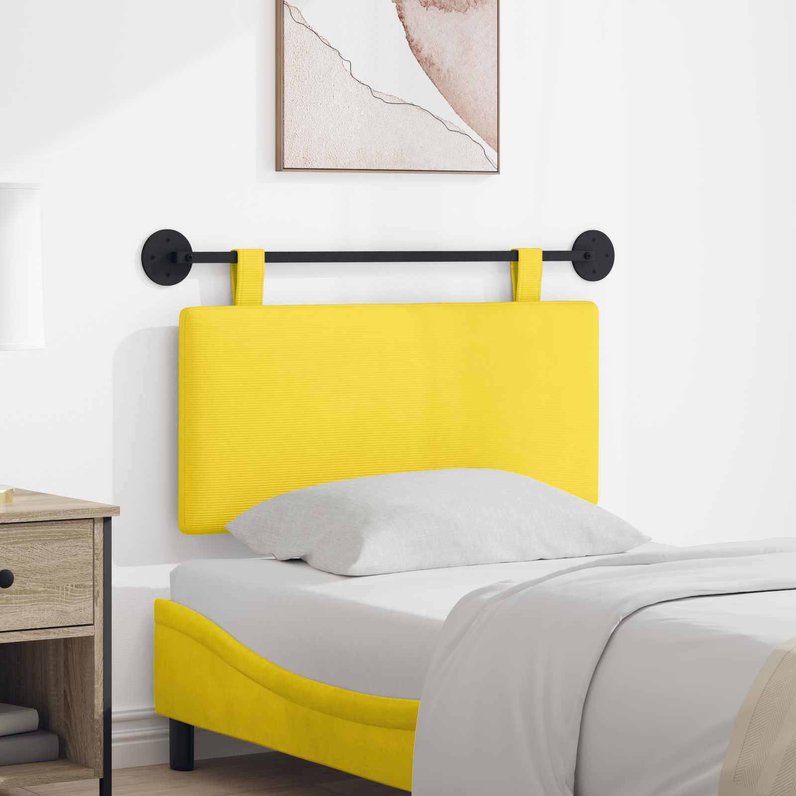 vidaXL Hangend Hoofdeinde Effen Lichtgrijs 150 x 55 x 5 cm Katoen Stof