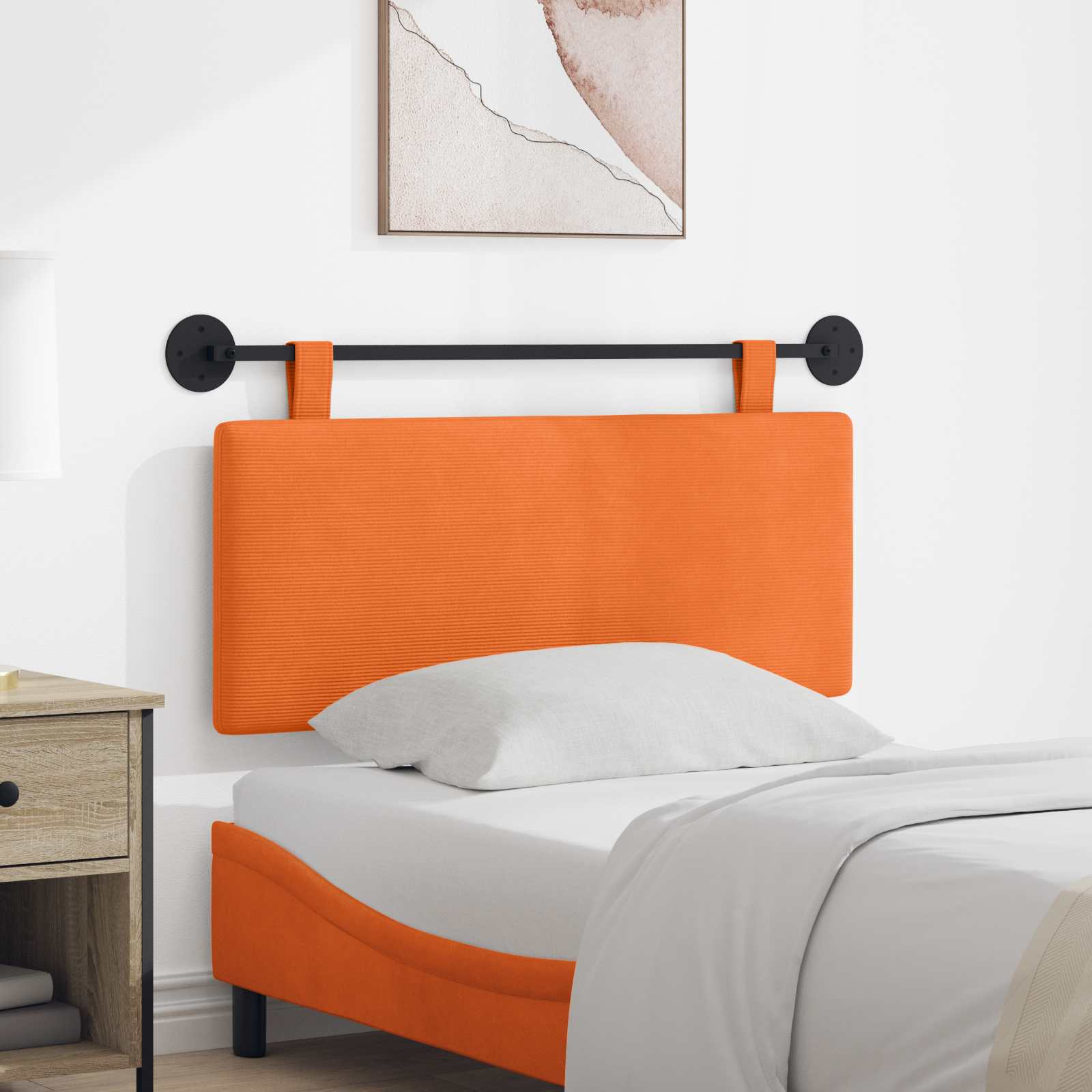 vidaXL Hangend Hoofdeinde Effen Lichtgrijs 150 x 55 x 5 cm Katoen Stof