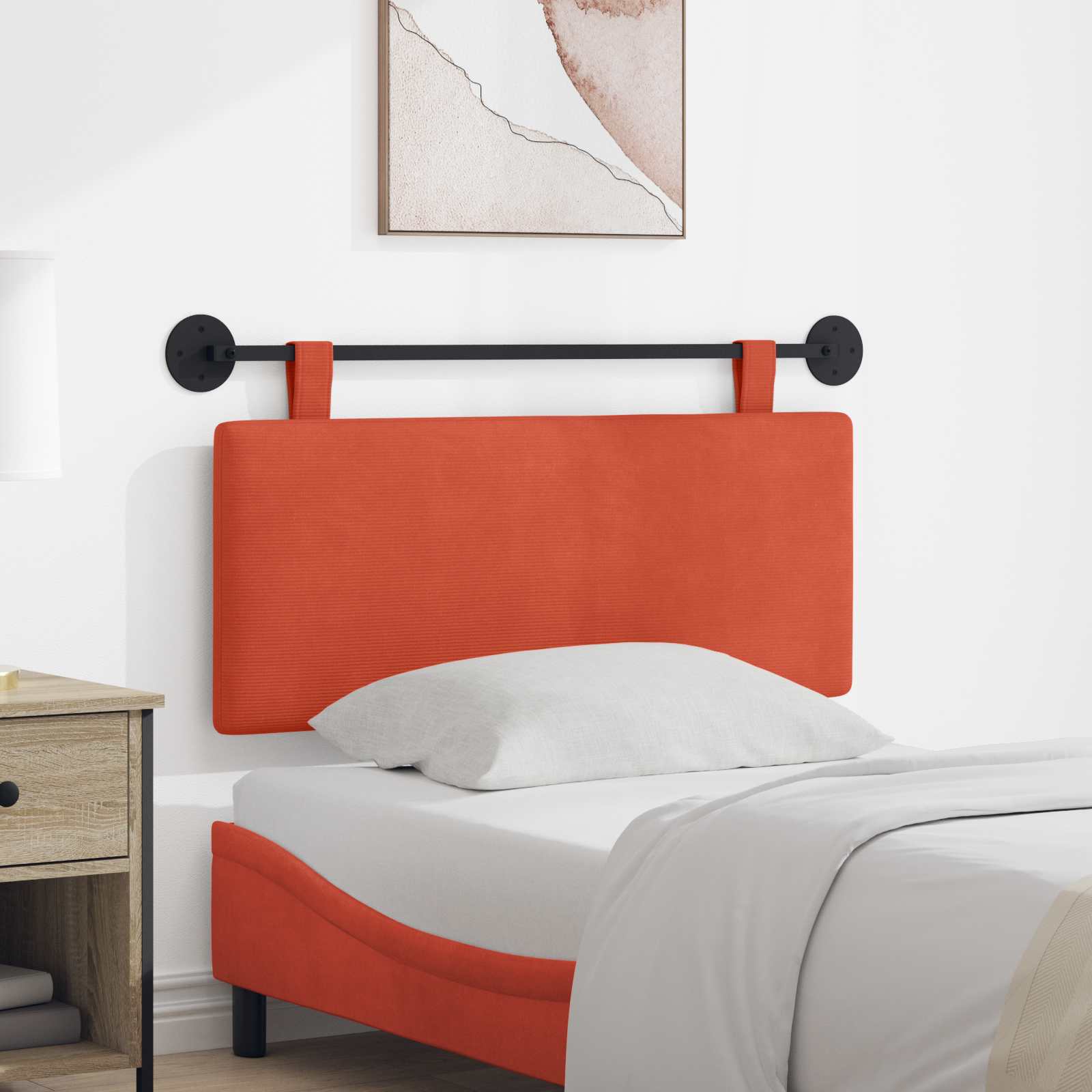 vidaXL Hangend Hoofdeinde Effen Lichtgrijs 150 x 55 x 5 cm Katoen Stof
