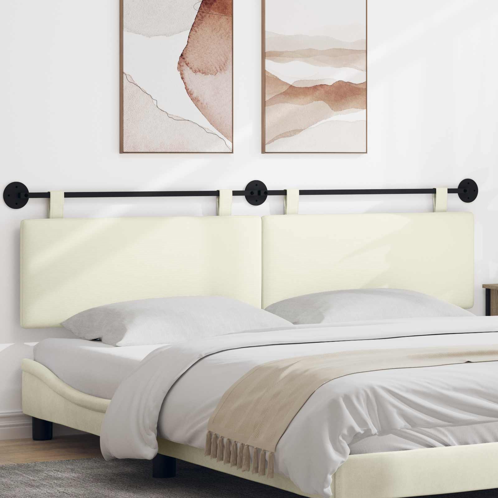 vidaXL Hangend Hoofdeinde Effen Lichtgrijs 150 x 55 x 5 cm Katoen Stof
