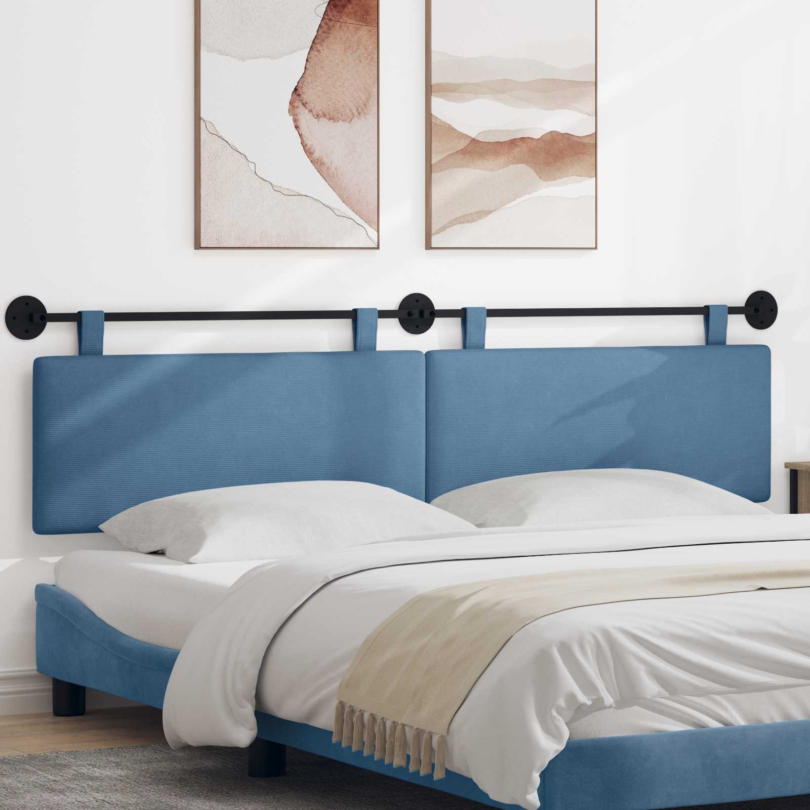 vidaXL Hangend Hoofdeinde Effen Lichtgrijs 150 x 55 x 5 cm Katoen Stof