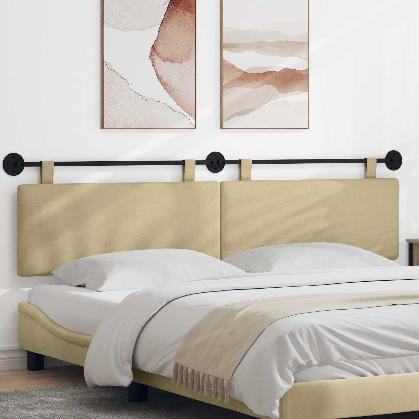 vidaXL Hangend Hoofdeinde Effen Lichtgrijs 150 x 55 x 5 cm Katoen Stof
