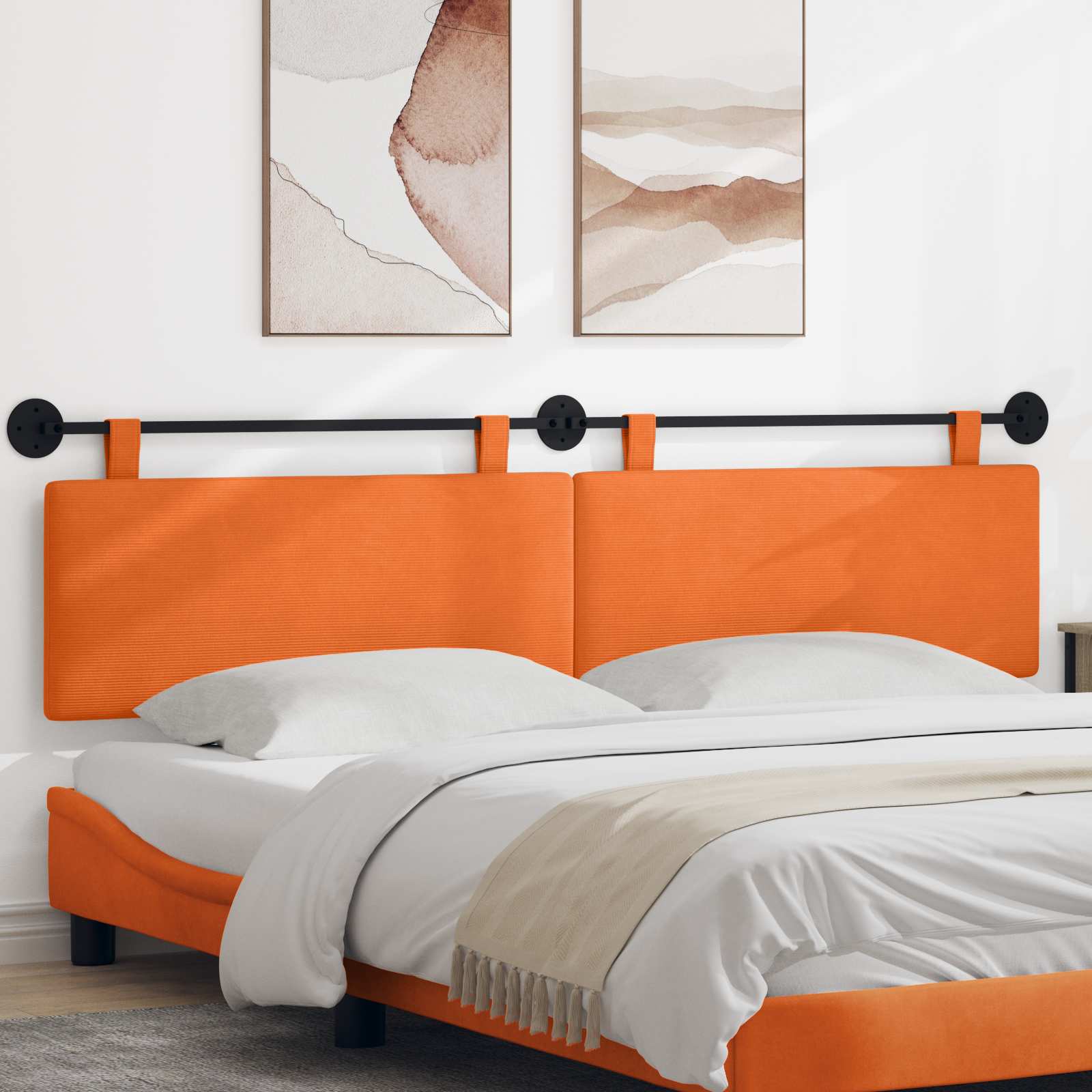 vidaXL Hangend Hoofdeinde Effen Lichtgrijs 150 x 55 x 5 cm Katoen Stof