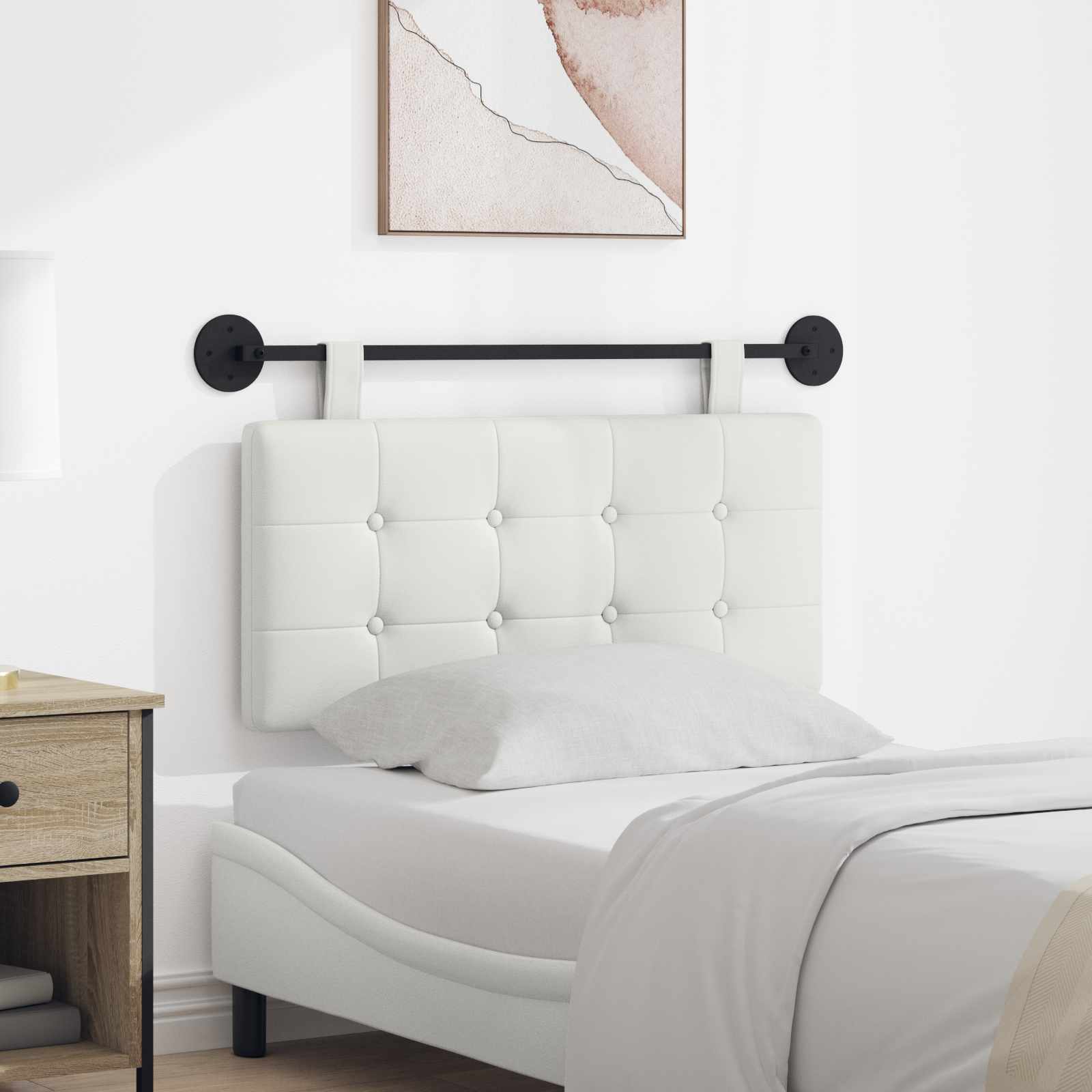 vidaXL Hangend Hoofdeinde Crème 100 x 55 x 5 cm Nep Leer