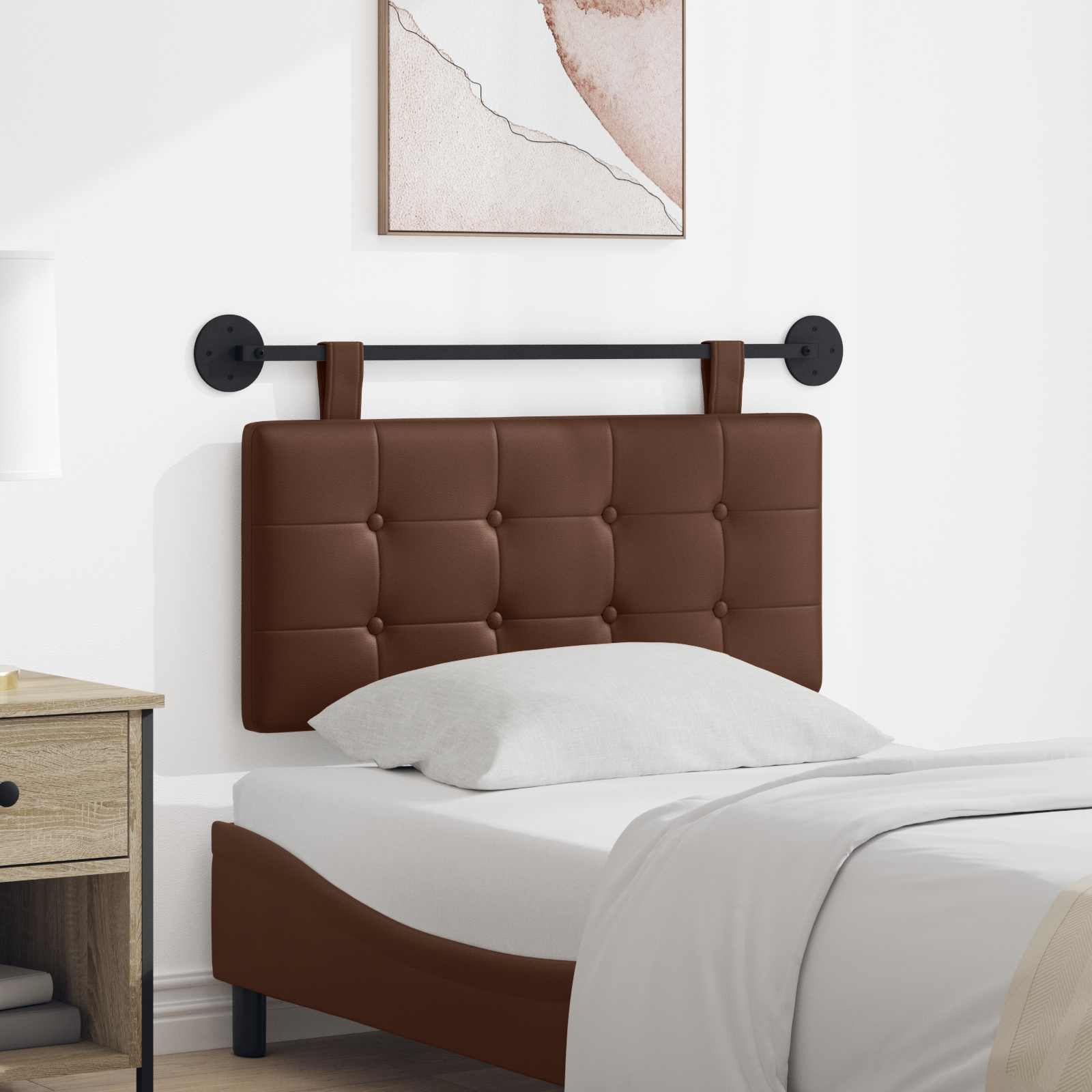 vidaXL Hangend Hoofdeinde Crème 100 x 55 x 5 cm Nep Leer