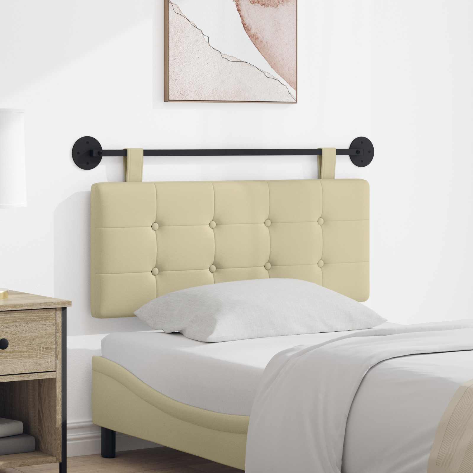 vidaXL Hangend Hoofdeinde Crème 100 x 55 x 5 cm Nep Leer