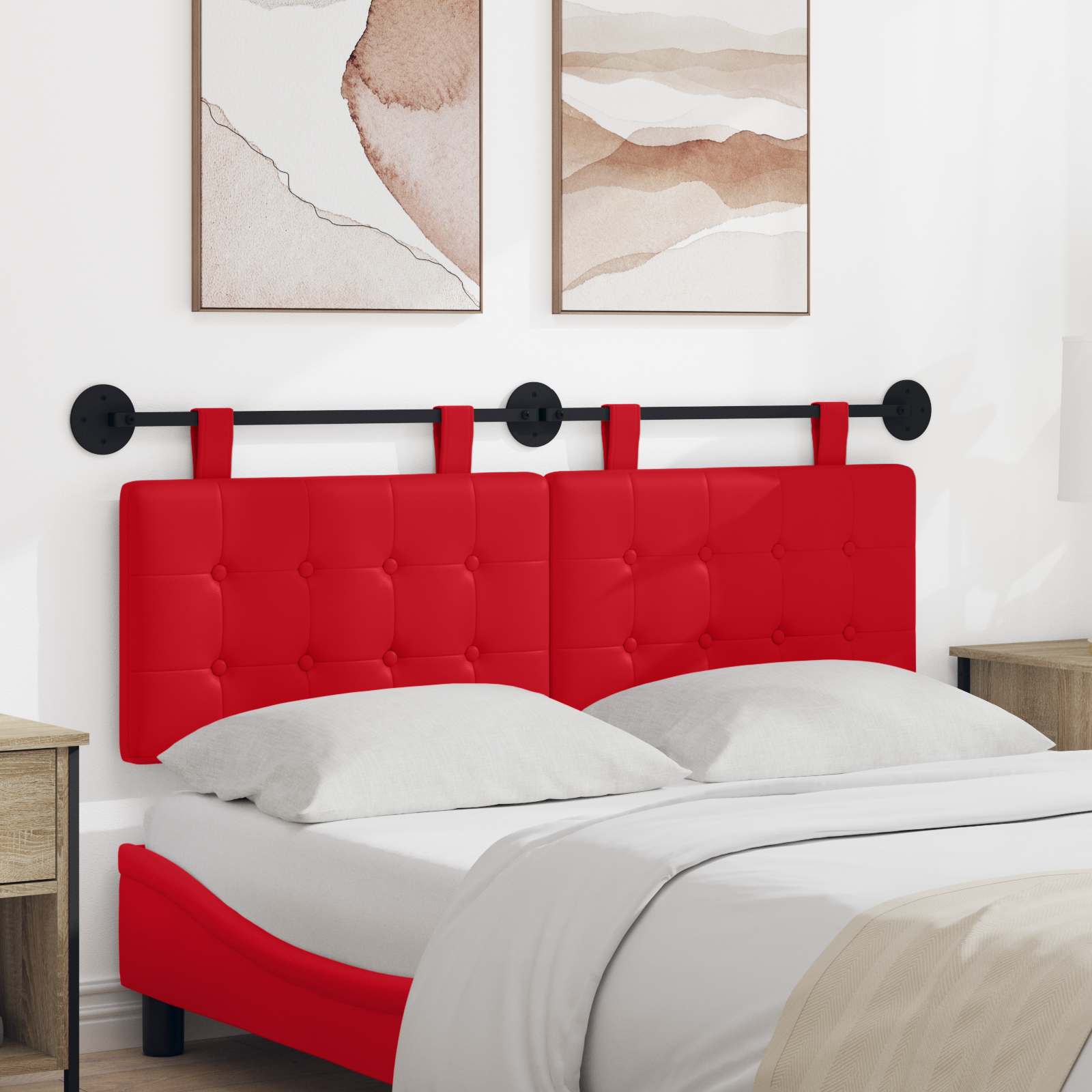 vidaXL Hangend Hoofdeinde Crème 100 x 55 x 5 cm Nep Leer