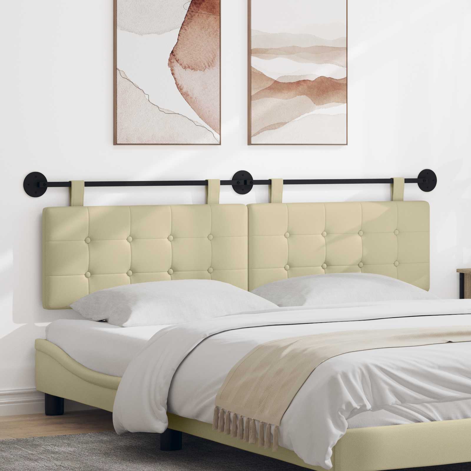 vidaXL Hangend Hoofdeinde Crème 100 x 55 x 5 cm Nep Leer