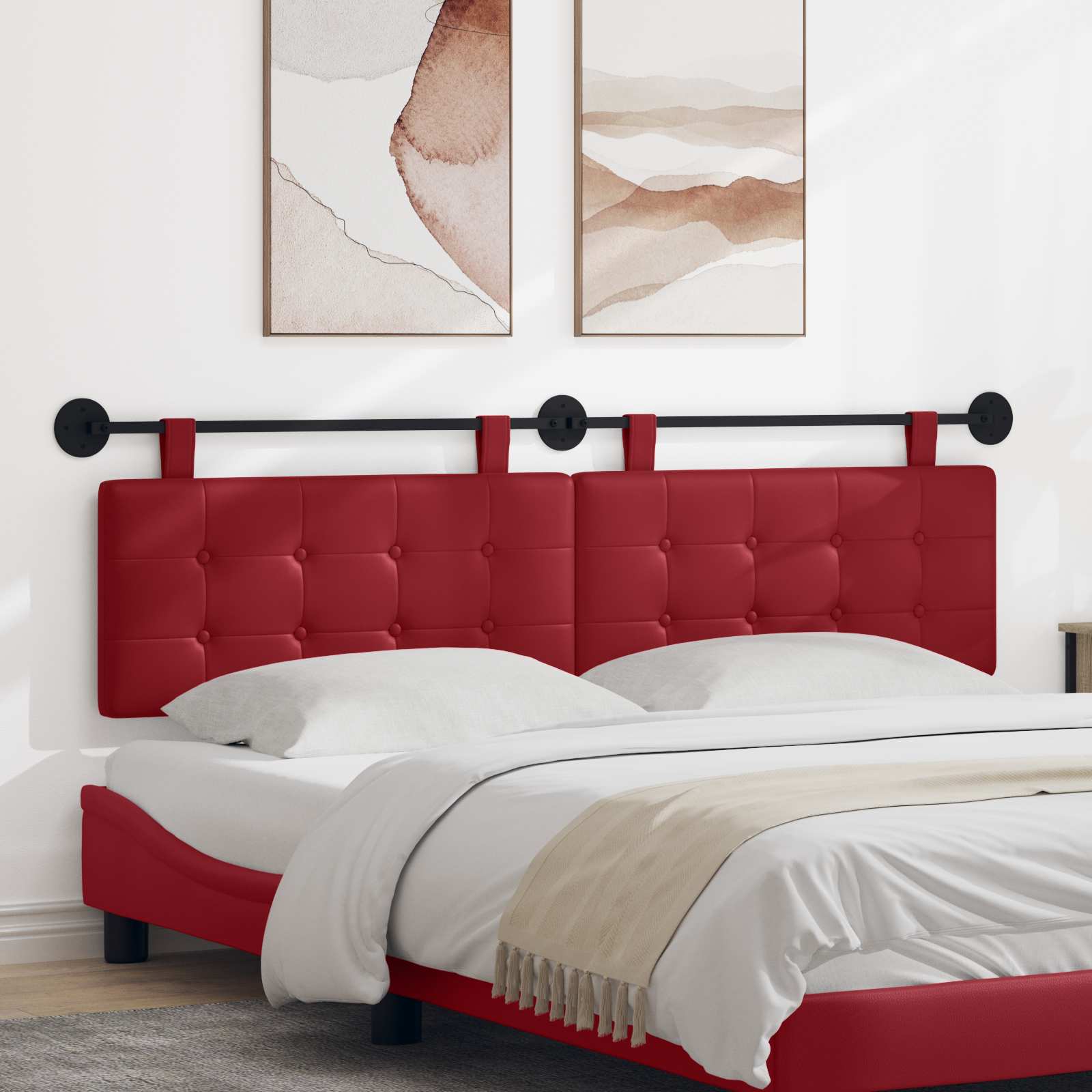 vidaXL Hangend Hoofdeinde Crème 100 x 55 x 5 cm Nep Leer