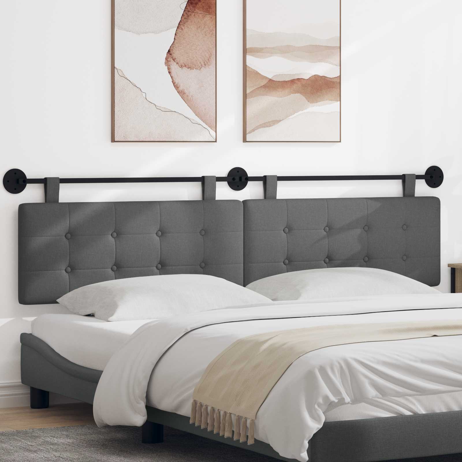 vidaXL Hangend Hoofdeinde Wandgemonteerd Wolkengrijs 130 x 55 x 5 cm