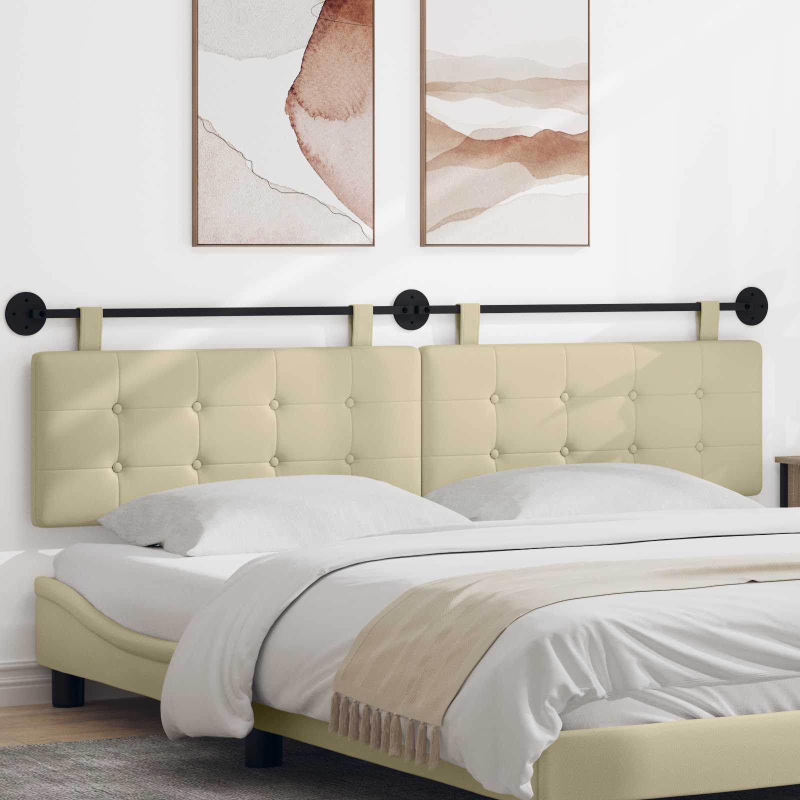 vidaXL Hangend Hoofdeinde Crème 100 x 55 x 5 cm Nep Leer