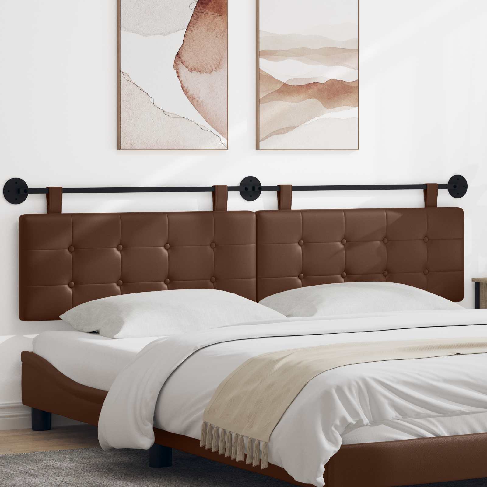 vidaXL Hangend Hoofdeinde Crème 100 x 55 x 5 cm Nep Leer