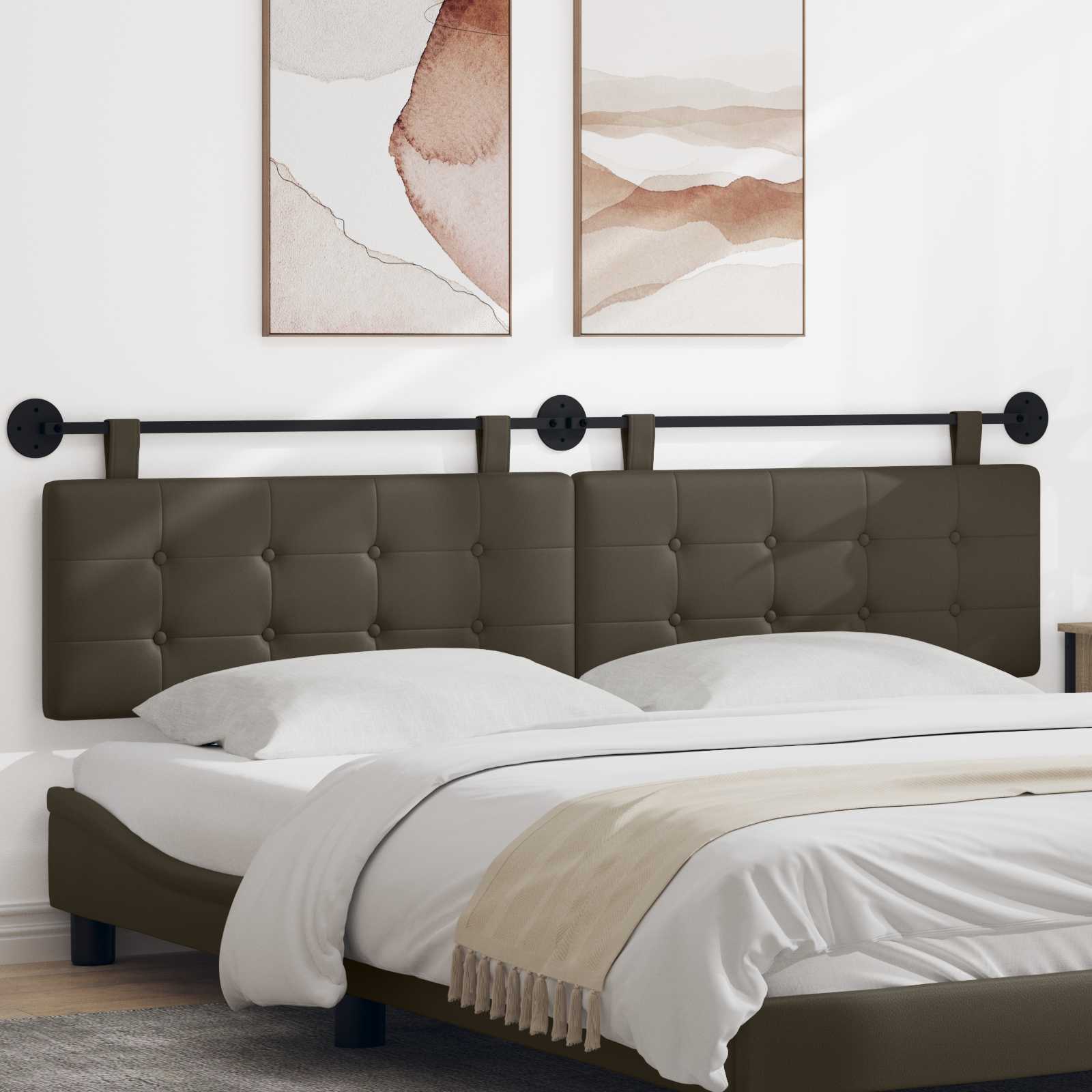 vidaXL Hangend Hoofdeinde Crème 100 x 55 x 5 cm Nep Leer