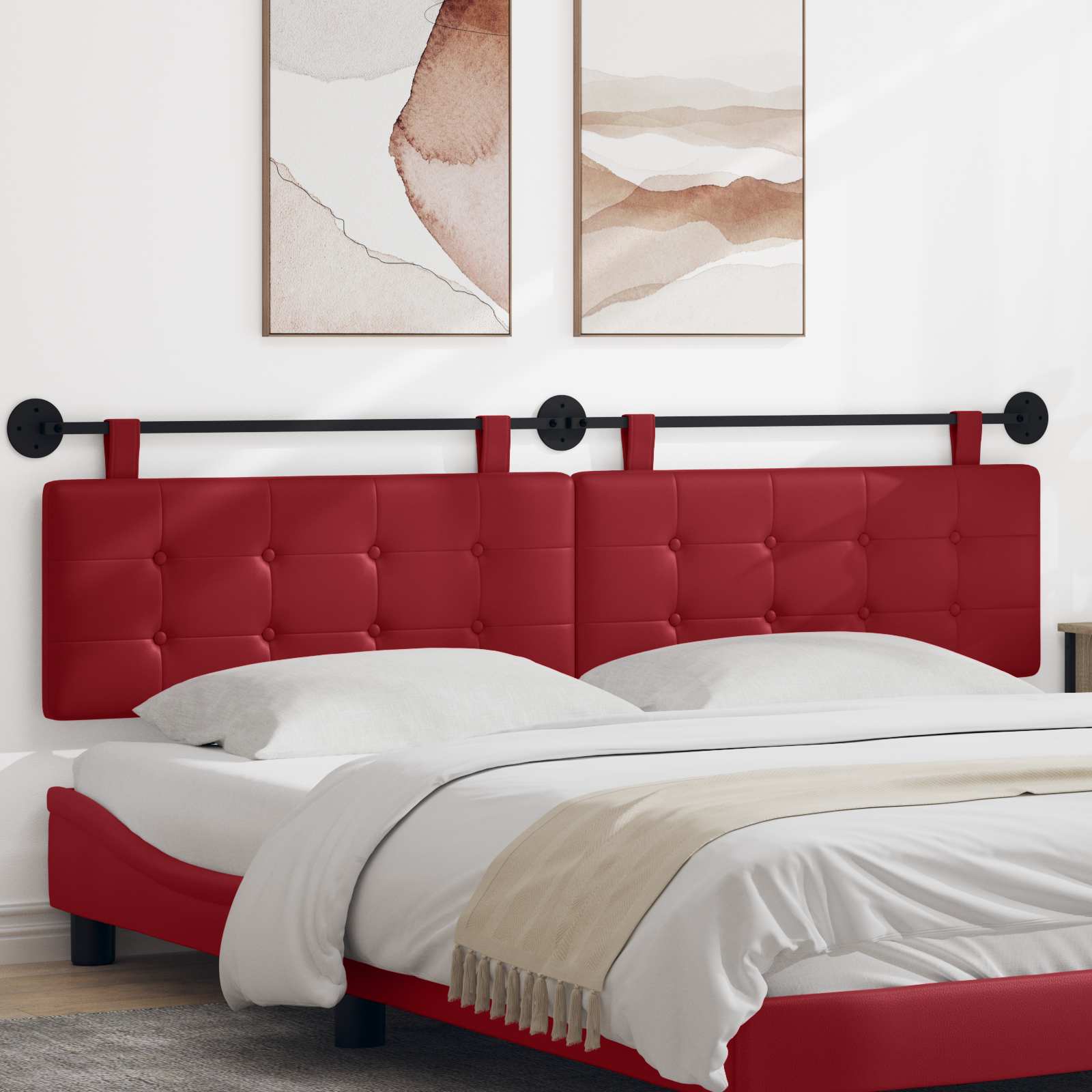 vidaXL Hangend Hoofdeinde Crème 100 x 55 x 5 cm Nep Leer