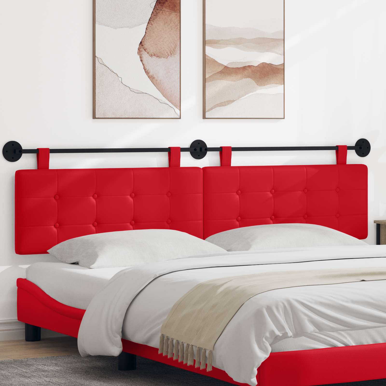 vidaXL Hangend Hoofdeinde Crème 100 x 55 x 5 cm Nep Leer