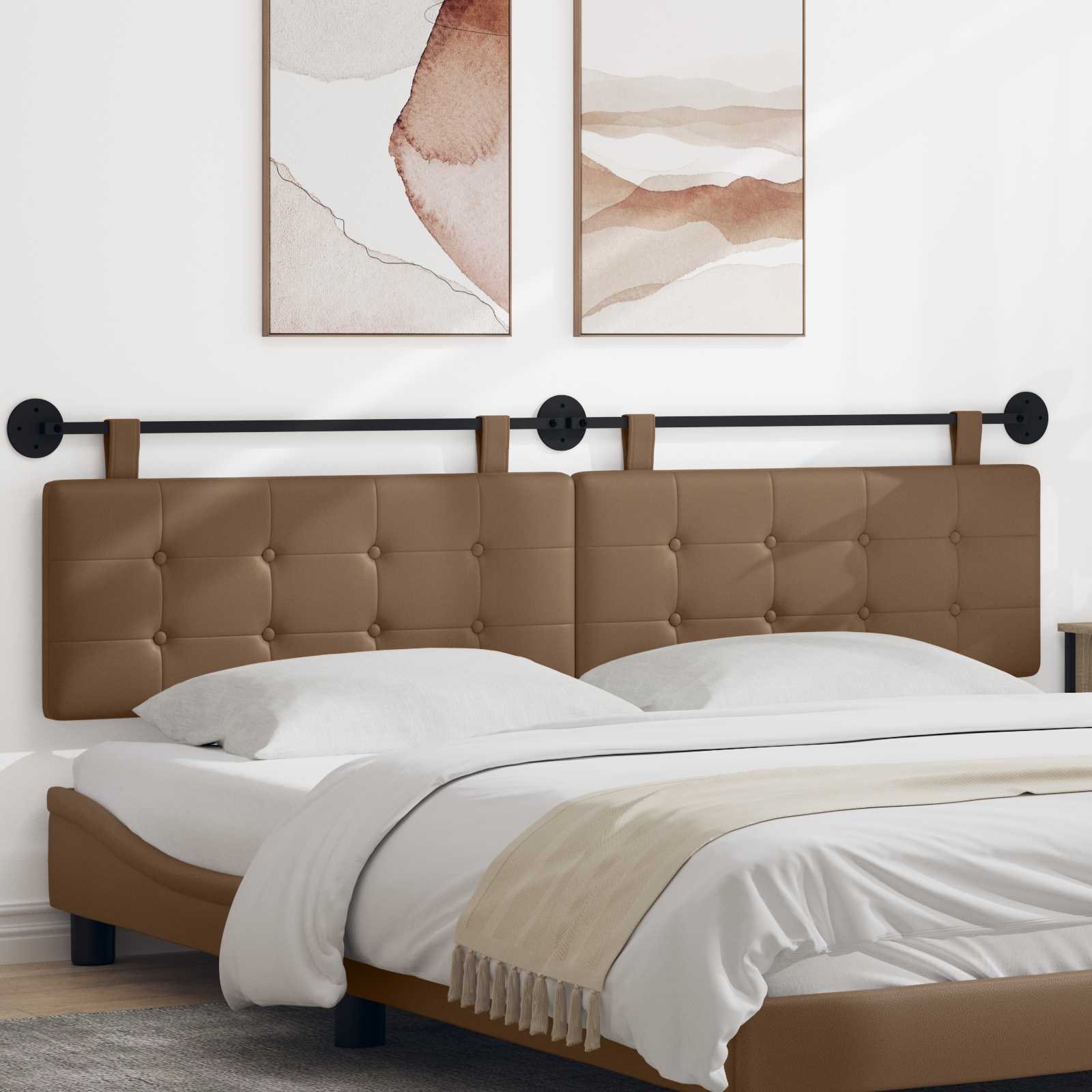 vidaXL Hangend Hoofdeinde Crème 100 x 55 x 5 cm Nep Leer