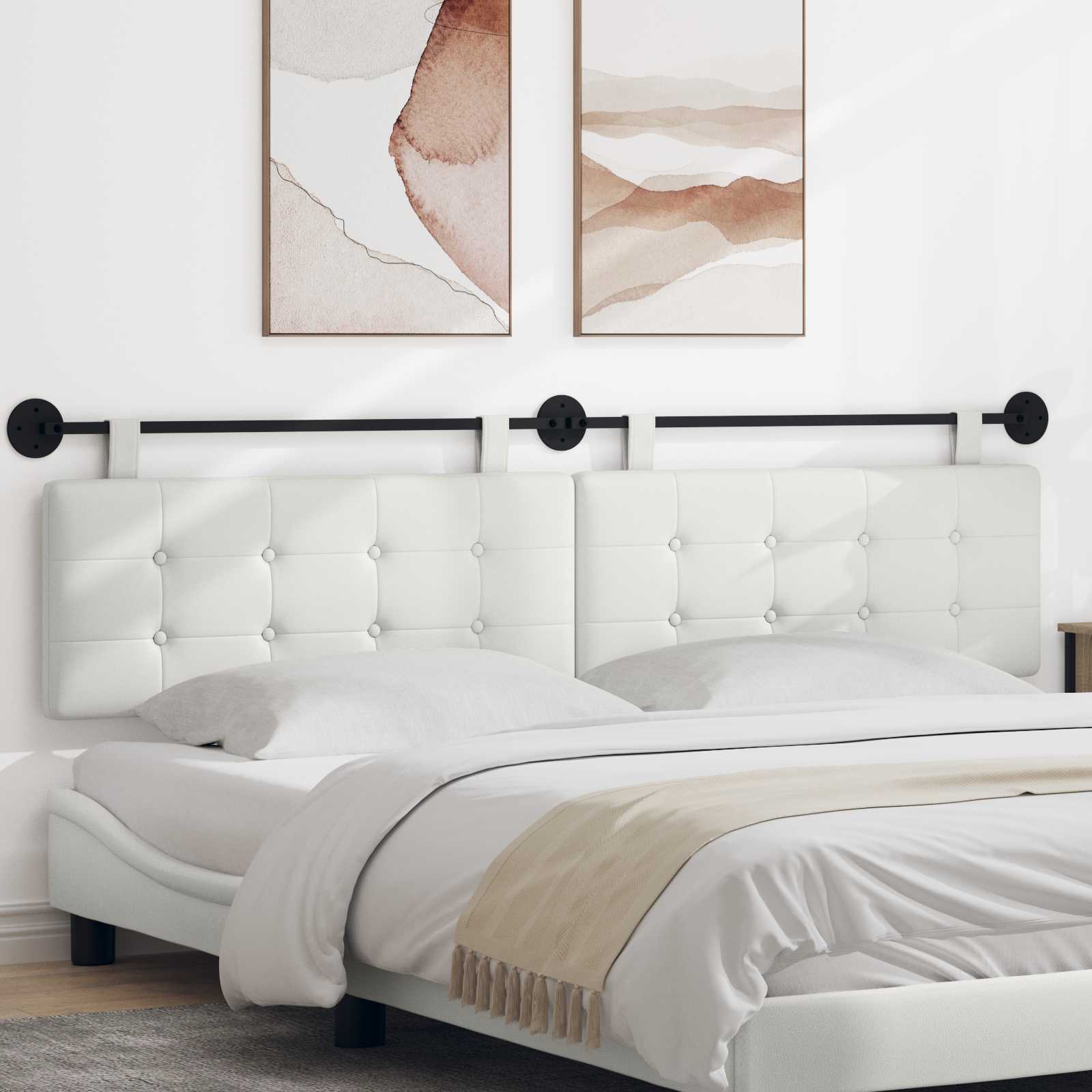 vidaXL Hangend Hoofdeinde Crème 100 x 55 x 5 cm Nep Leer