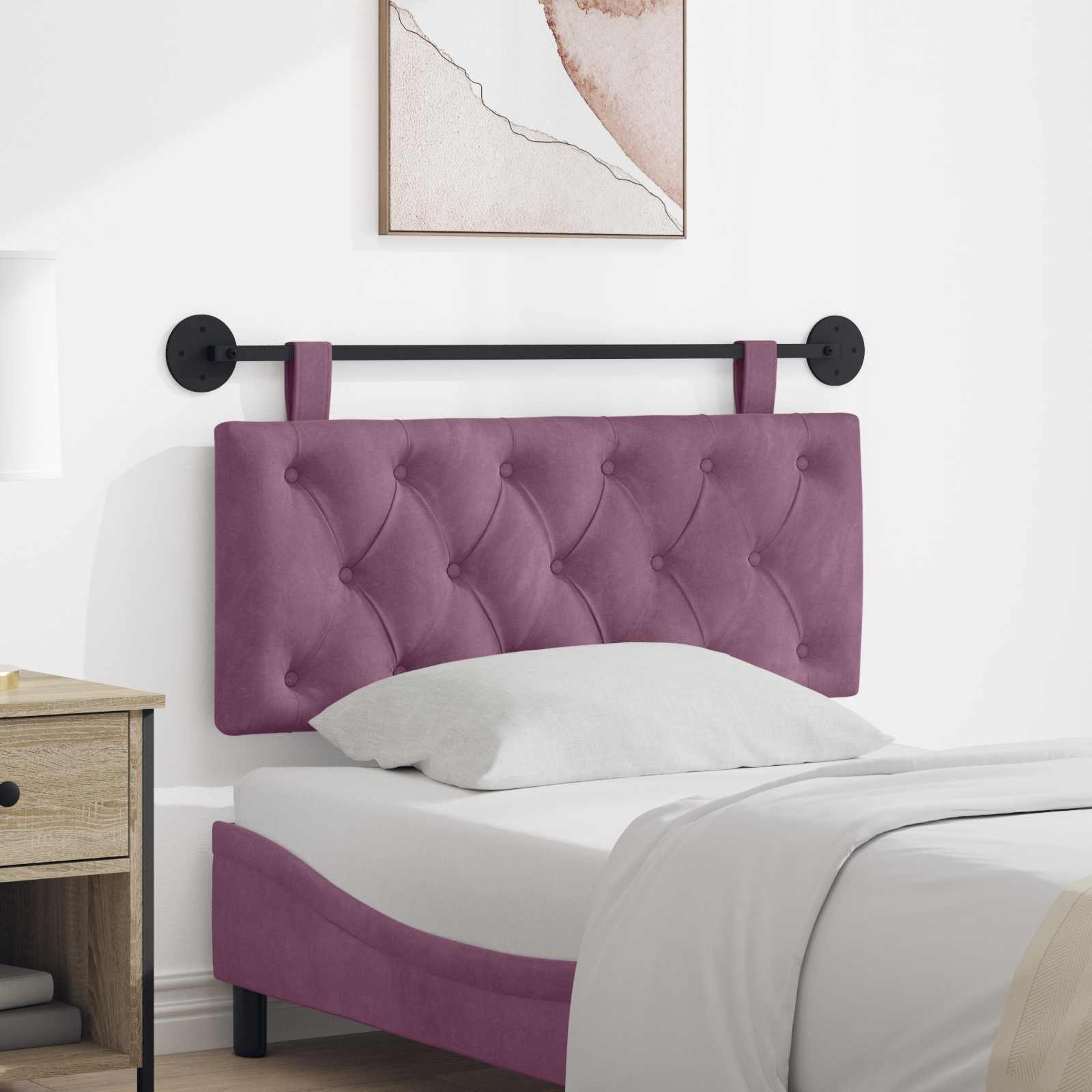 vidaXL Hangend Hoofdeinde Lichtgrijs 90 x 55 x 7 cm Fluweel