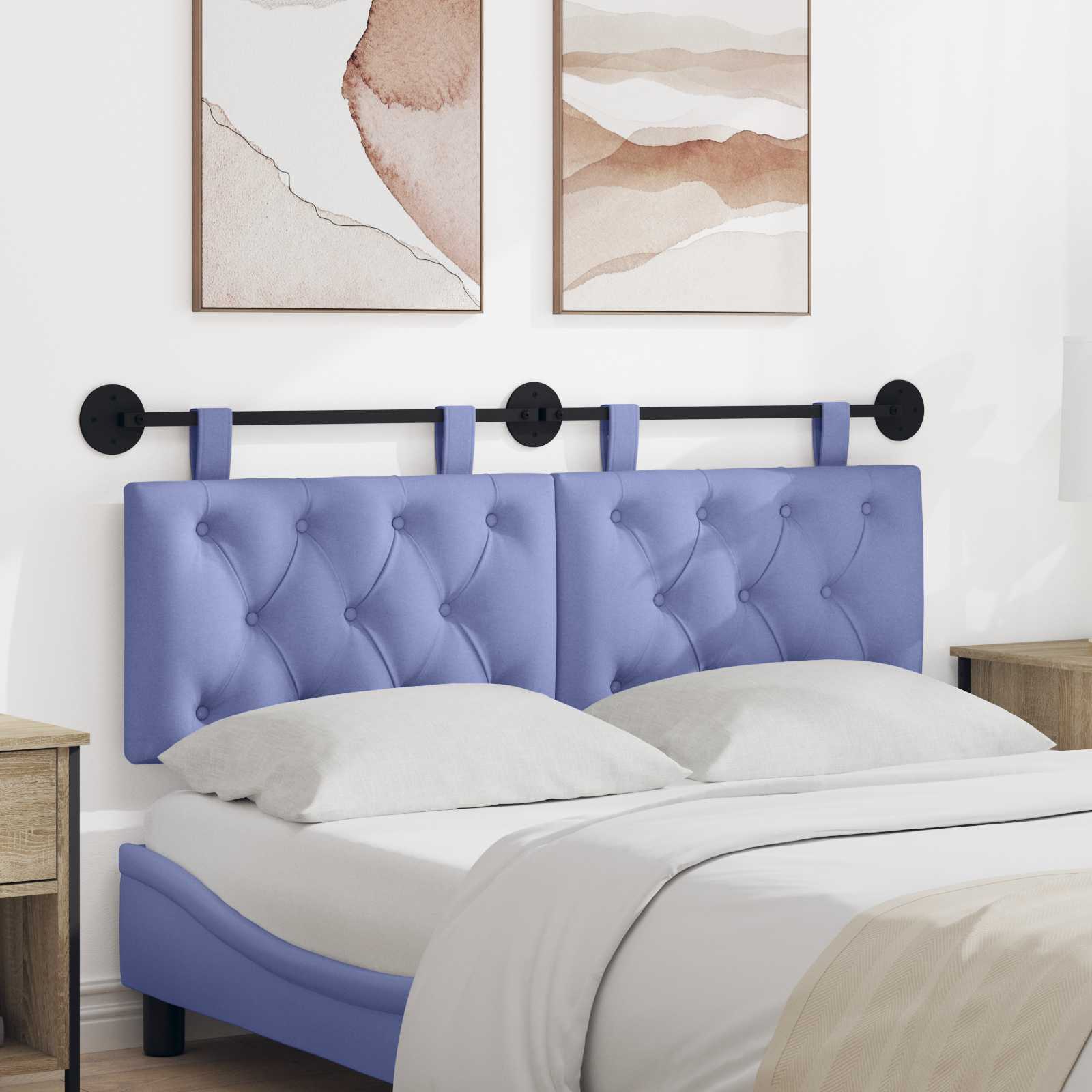 vidaXL Hangend Hoofdeinde Jeans Blauw 90 x 55 x 7 cm Stof