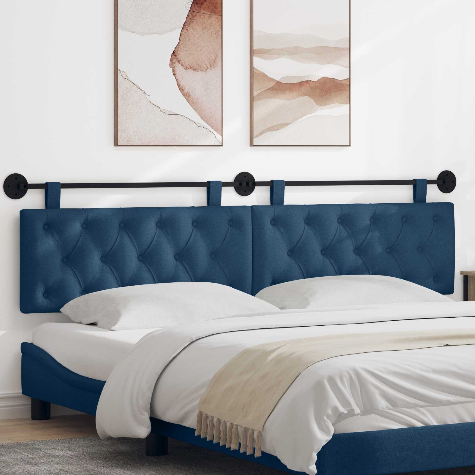 vidaXL Hangend Hoofdeinde Jeans Blauw 90 x 55 x 7 cm Stof