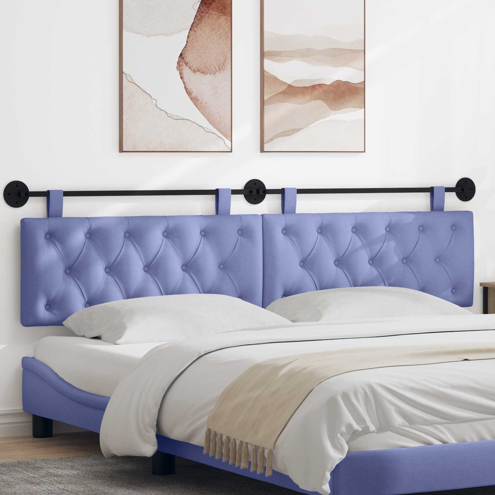 vidaXL Hangend Hoofdeinde Jeans Blauw 90 x 55 x 7 cm Stof